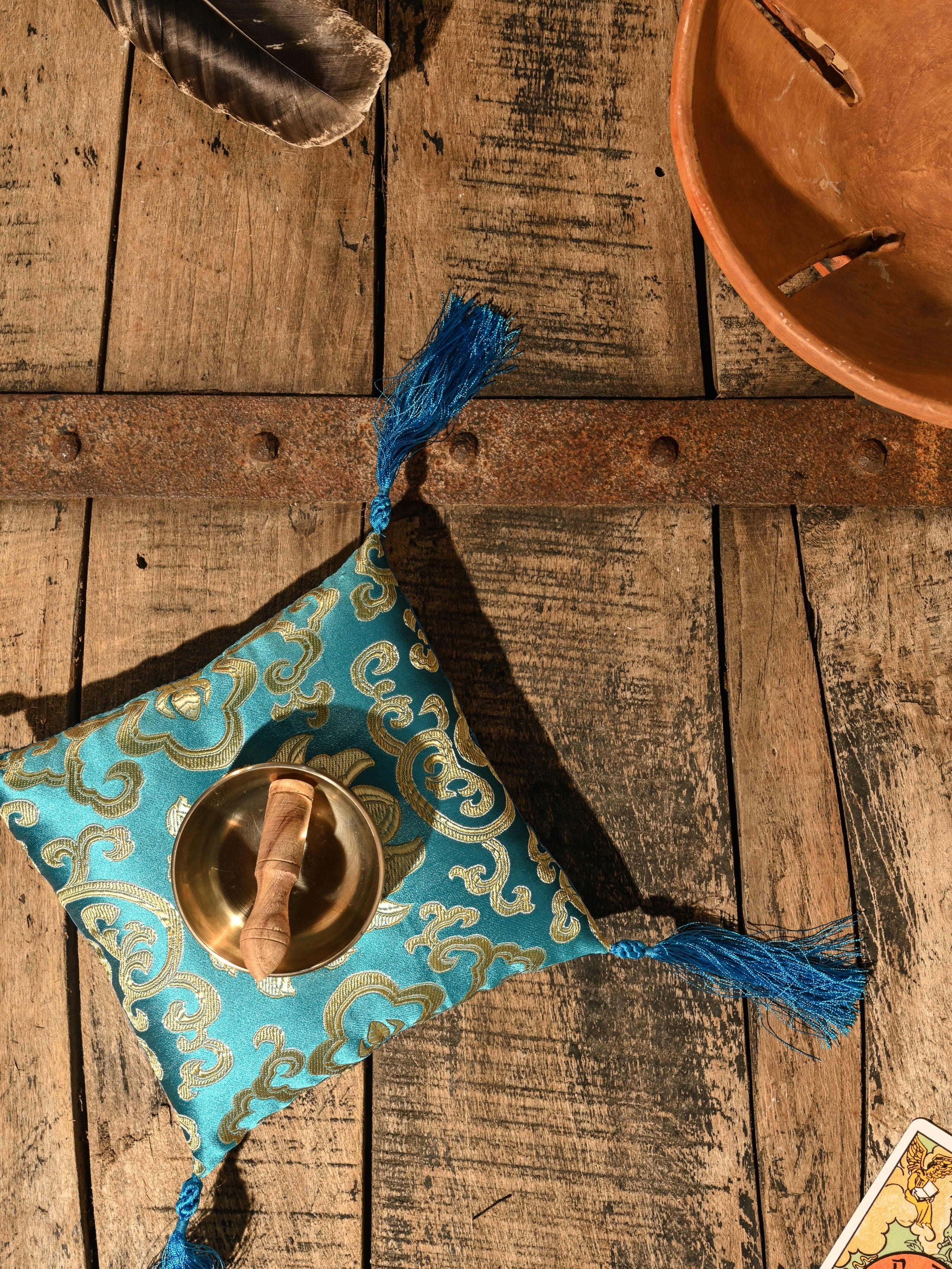 7 Inch Lotus Singing Bowl Cushion, Handmade Certified Fair Trade - Image 12