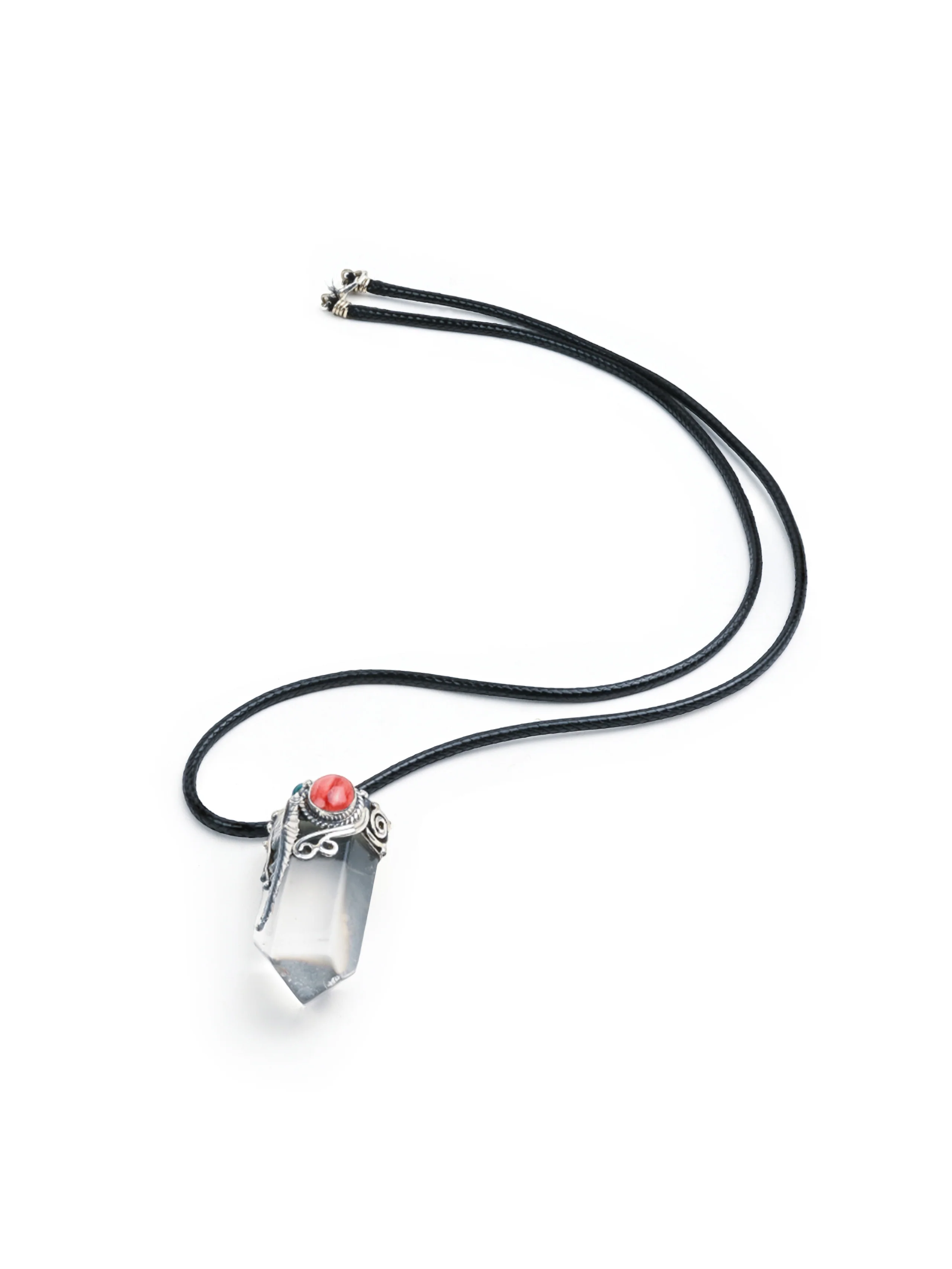 950 Peruvian Silver, Stone and Crystal Pendant Necklace - Image 2