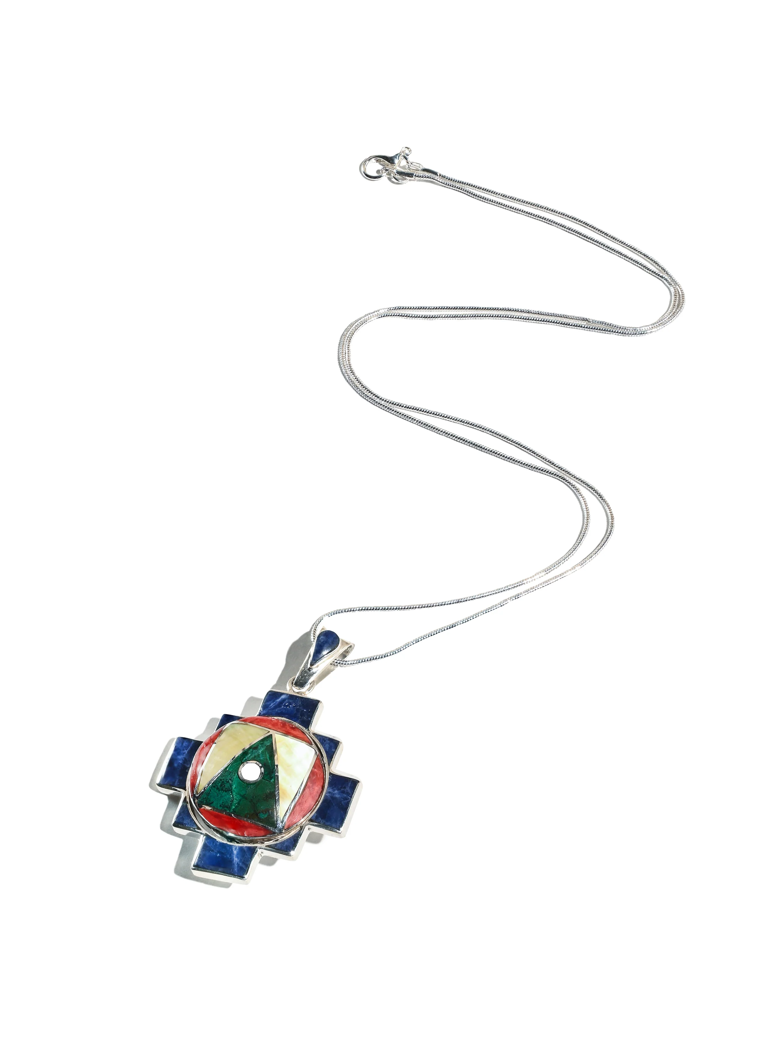 Four Directions Totem Peruvian Chakana Pendant Necklace, Reversible - 950 Sterling Silver - Image 4
