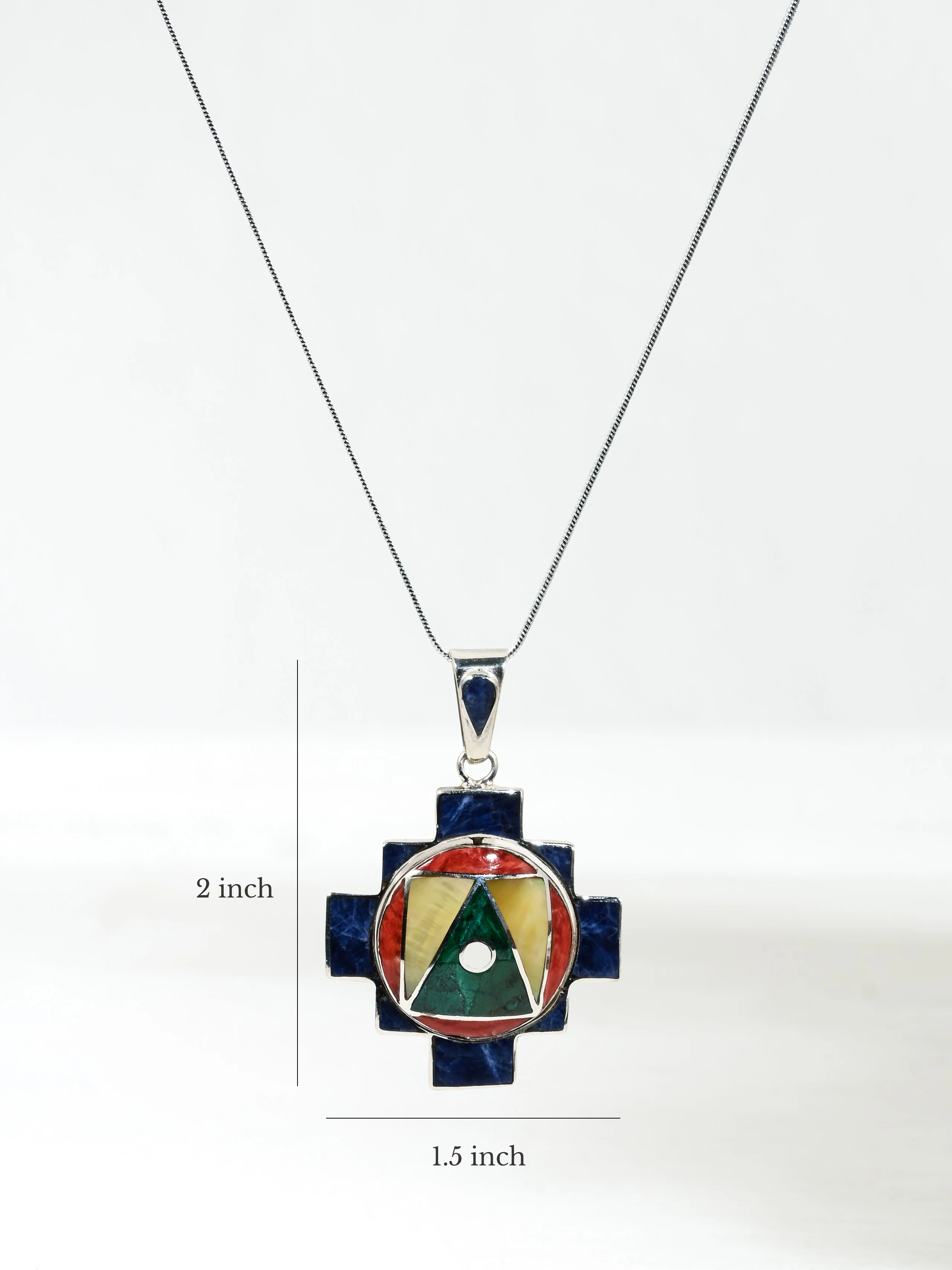 Four Directions Totem Peruvian Chakana Pendant Necklace, Reversible - 950 Sterling Silver - Image 5