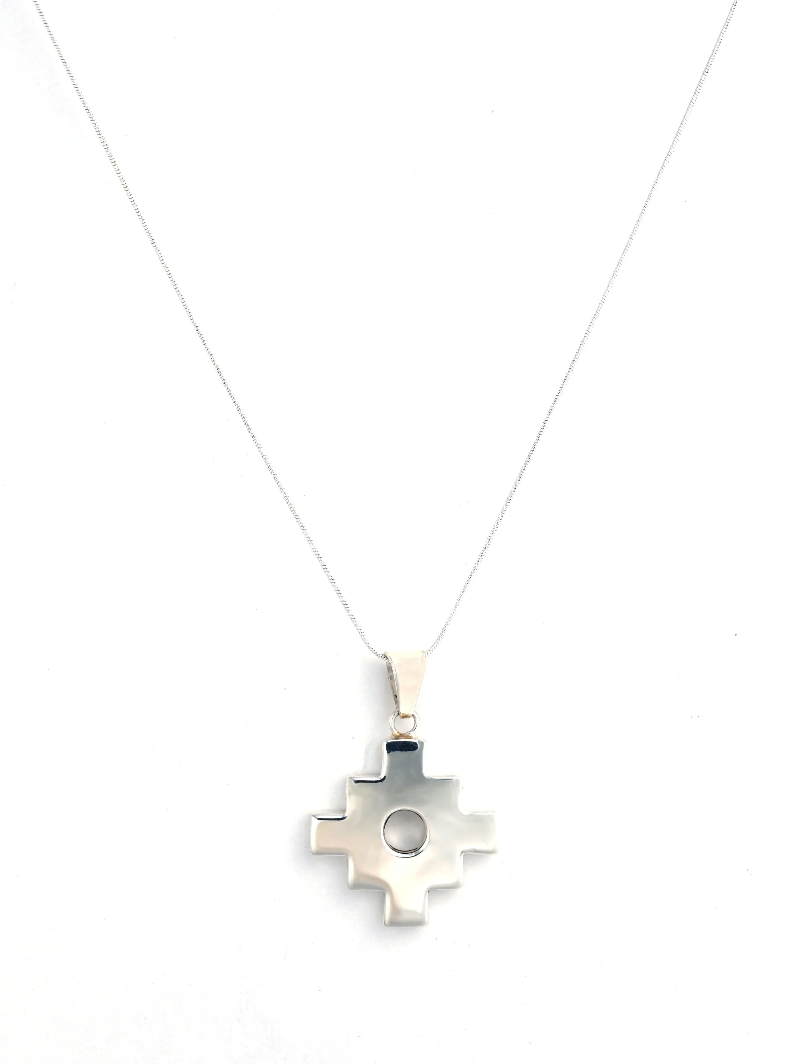 Peruvian Chakana Pendant Necklace - 950 Sterling Silver - Image 3