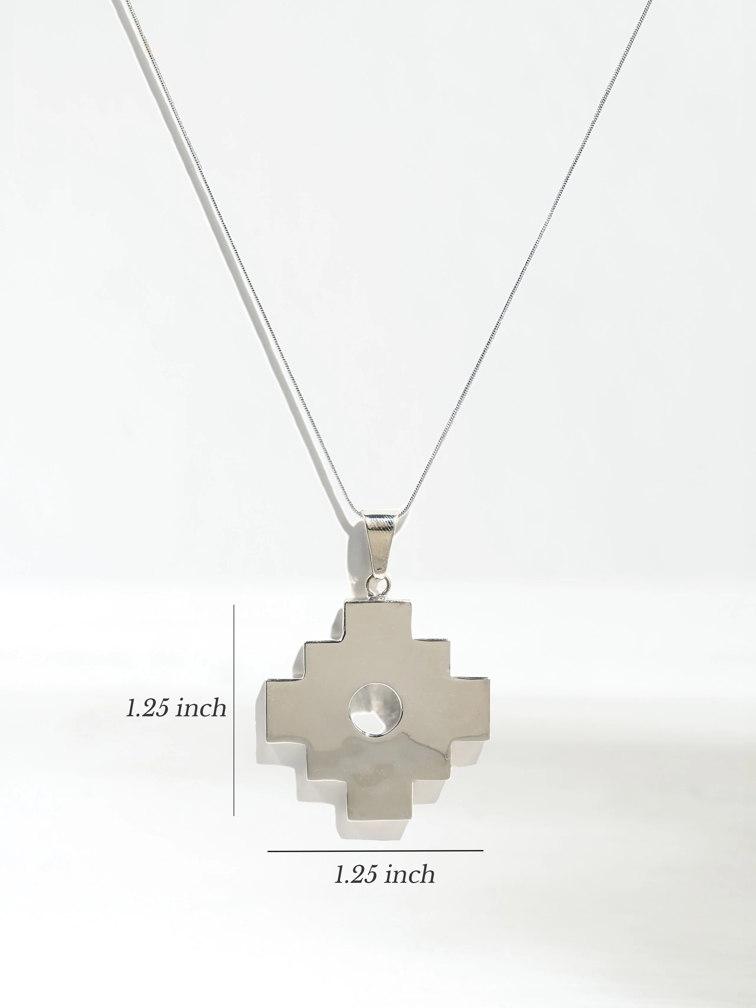 Peruvian Chakana Pendant Necklace - 950 Sterling Silver - Image 4
