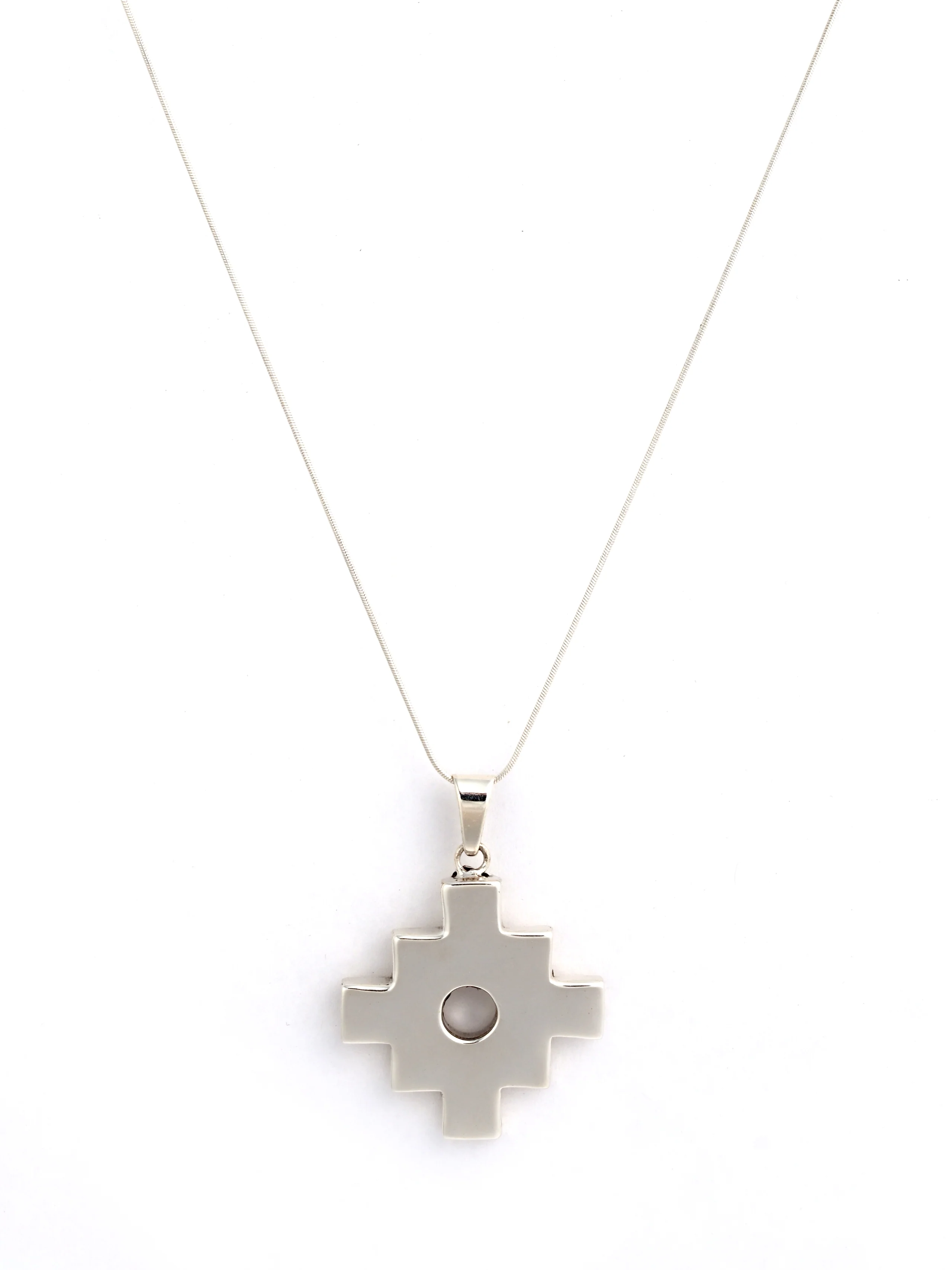 Peruvian Chakana Pendant Necklace - 950 Sterling Silver - Image 5