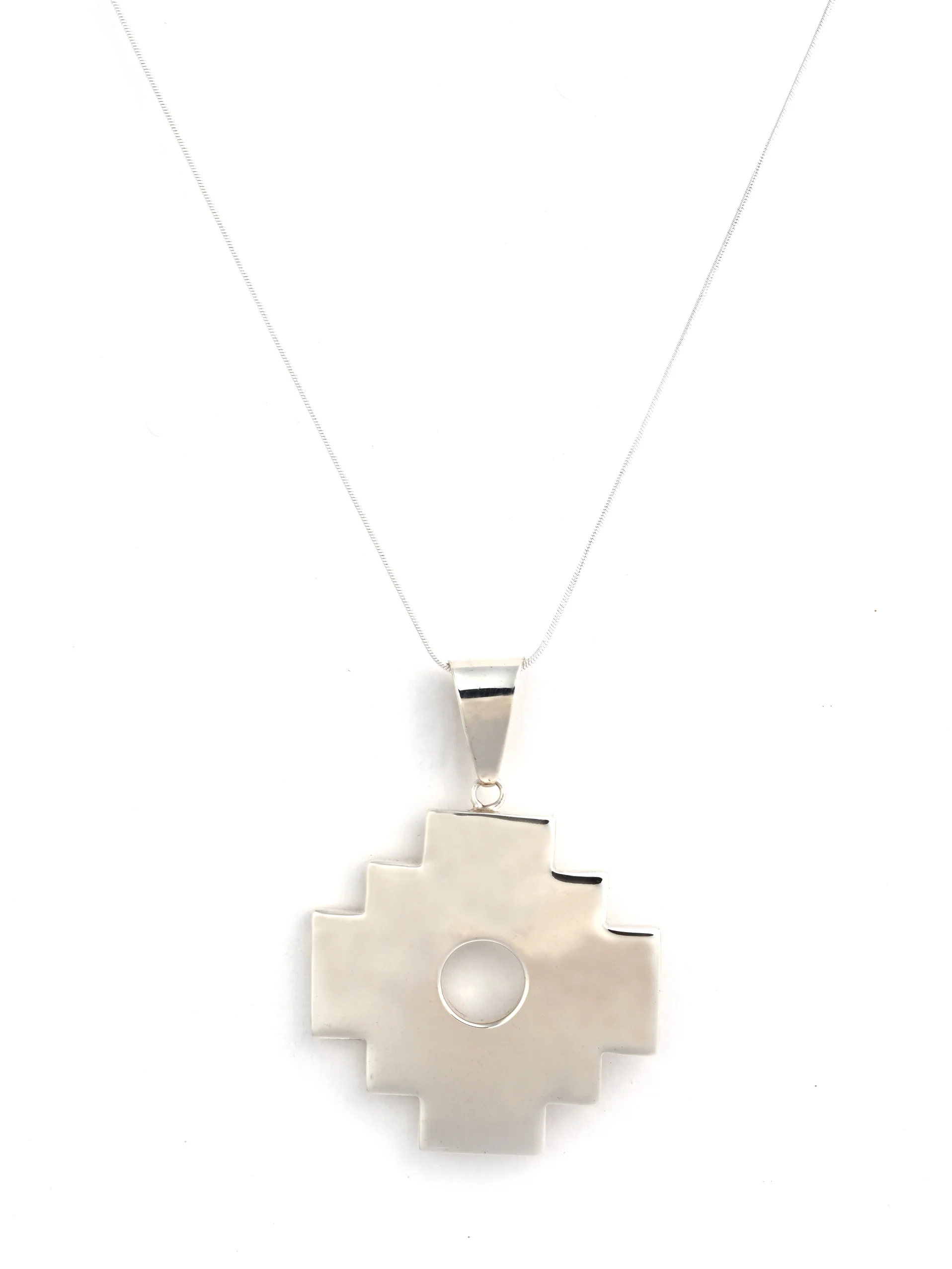 Peruvian Chakana Pendant Necklace - 950 Sterling Silver - Image 7