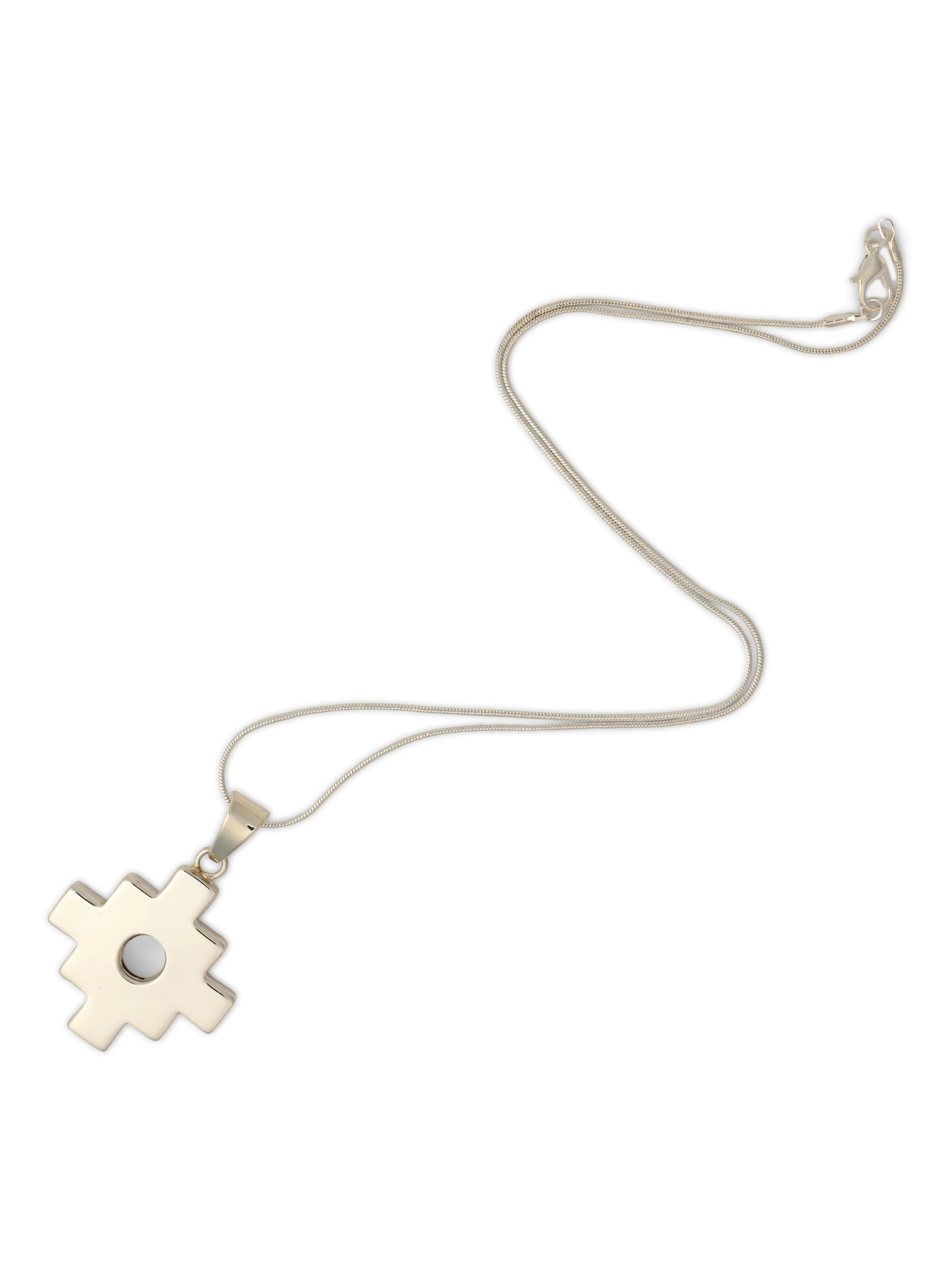 Peruvian Chakana Pendant Necklace - 950 Sterling Silver - Image 8