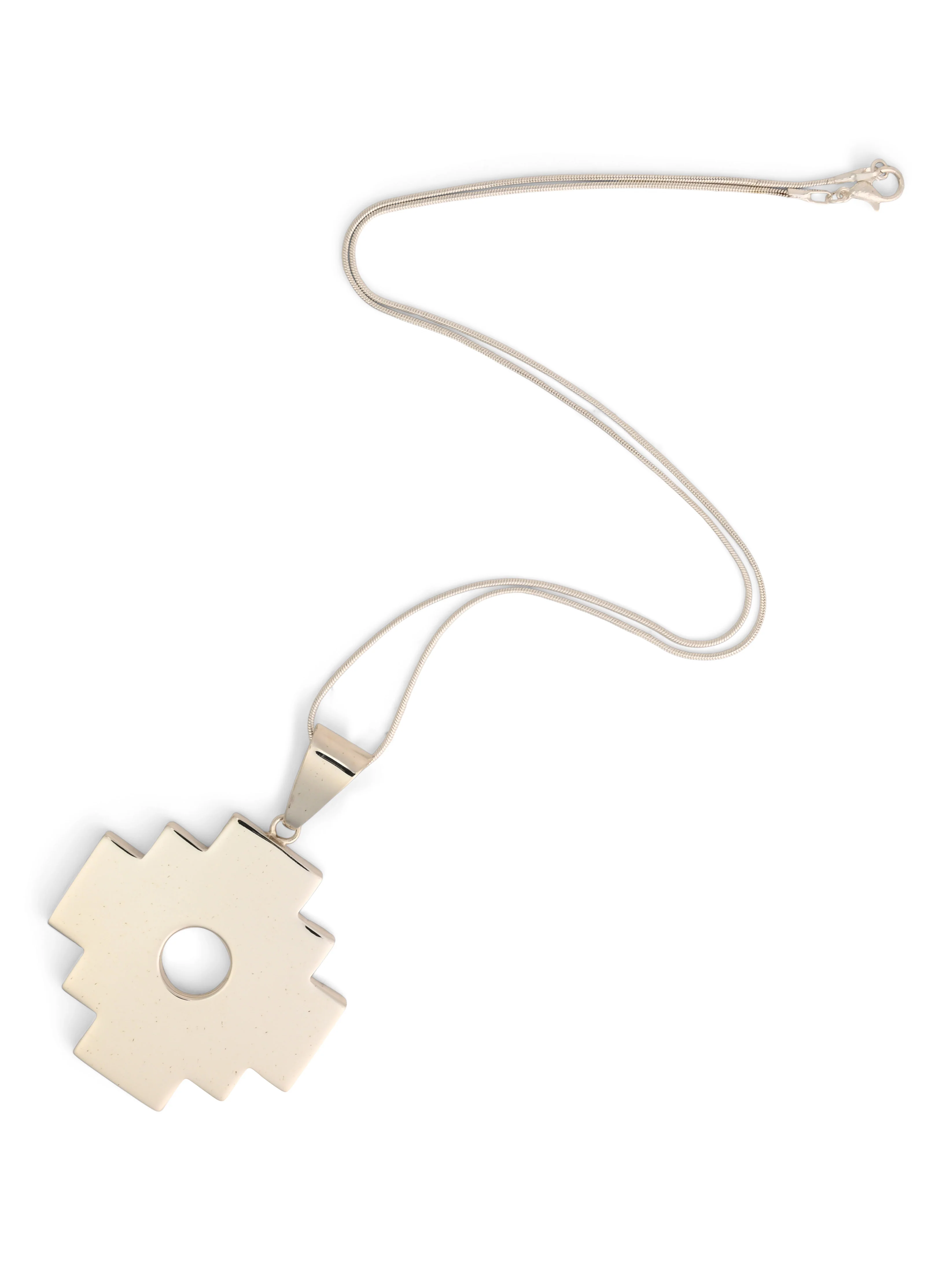 Peruvian Chakana Pendant Necklace - 950 Sterling Silver - Image 9