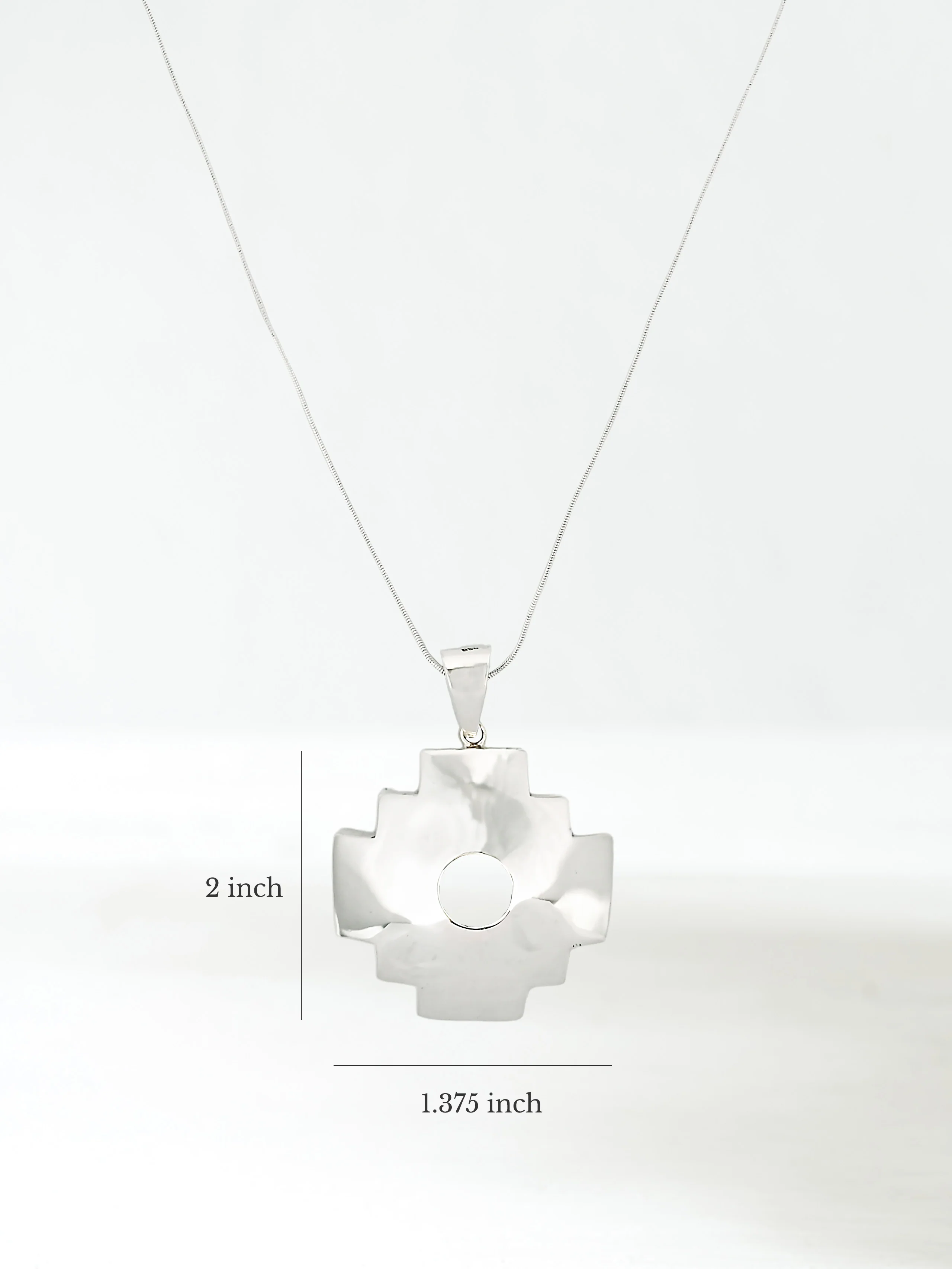 950 Sterling Silver Peruvian Chakana Necklace - Convex - Image 10
