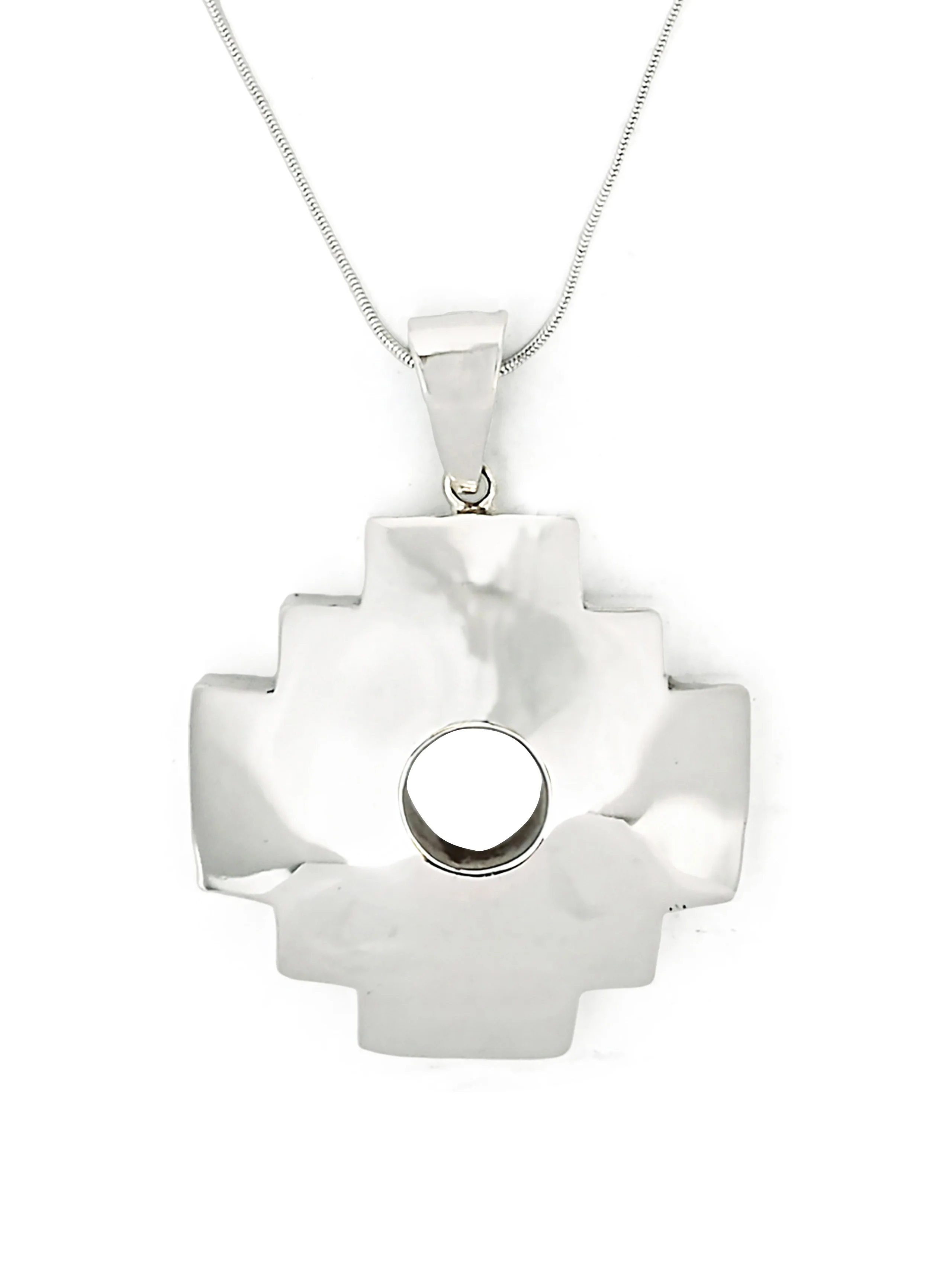950 Sterling Silver Peruvian Chakana Necklace - Convex - Image 7