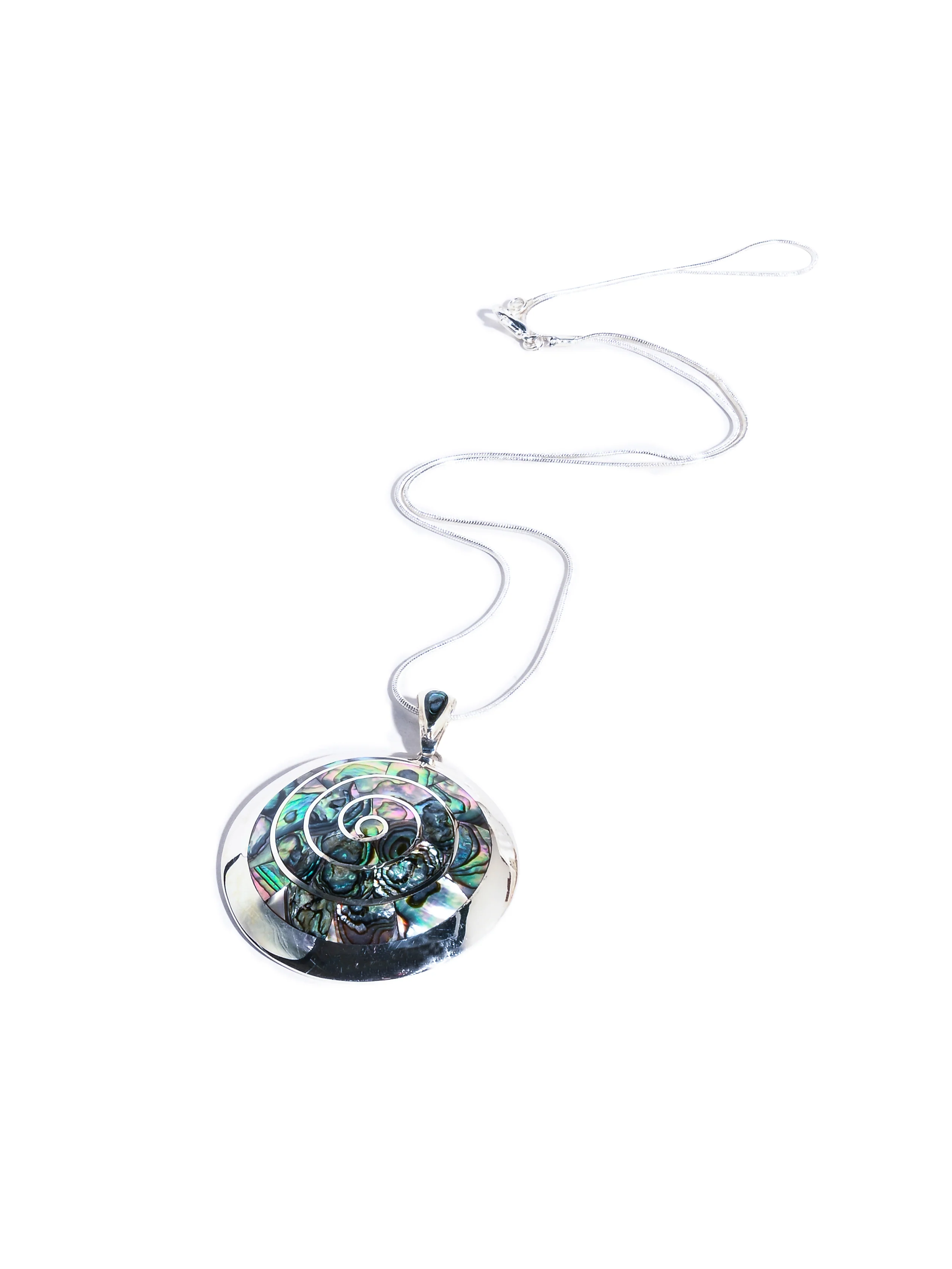 Peruvian Spiral Necklace Shell Inlay - Sterling Silver - Image 3
