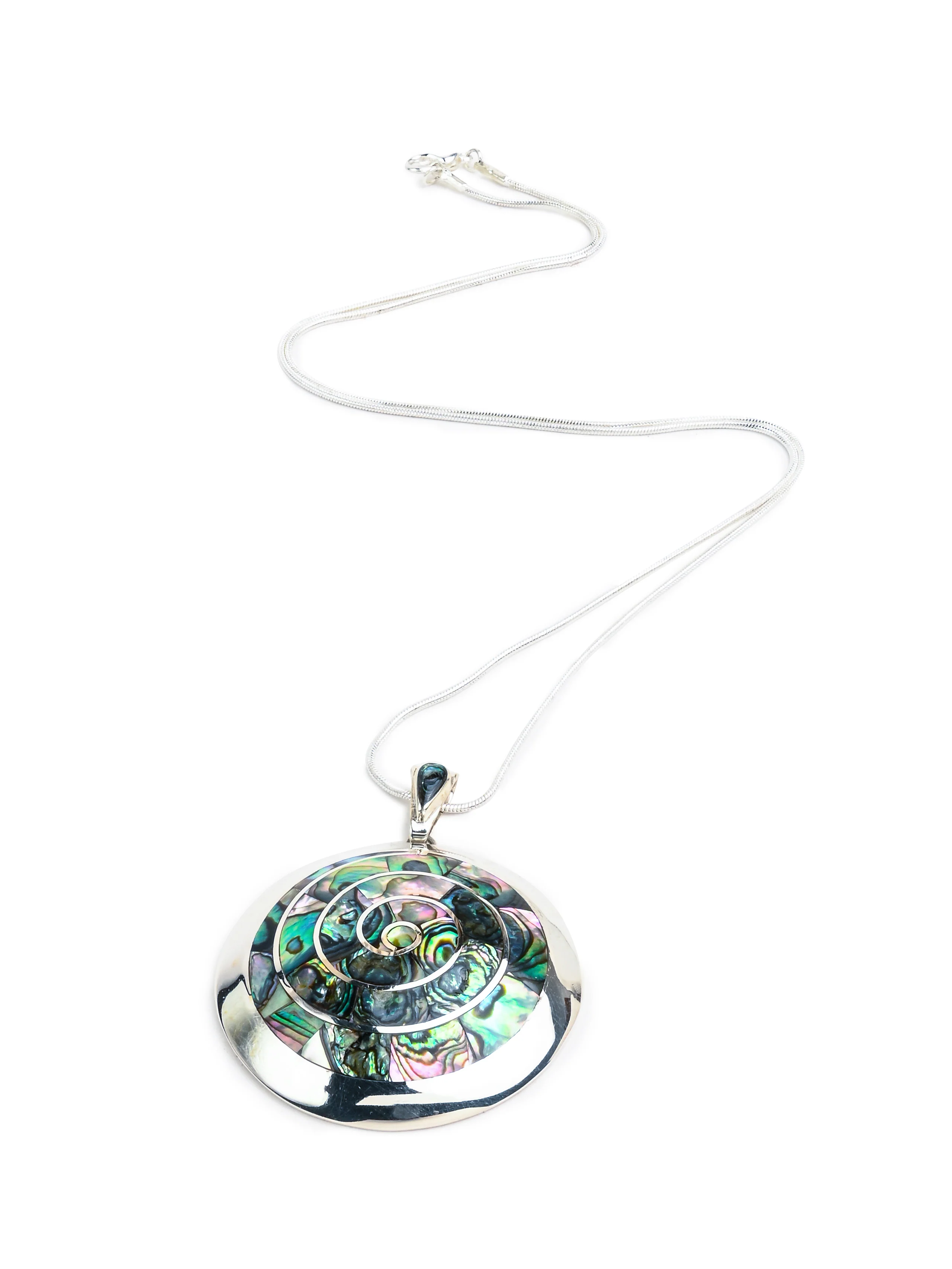 Peruvian Spiral Necklace Shell Inlay - Sterling Silver - Image 4