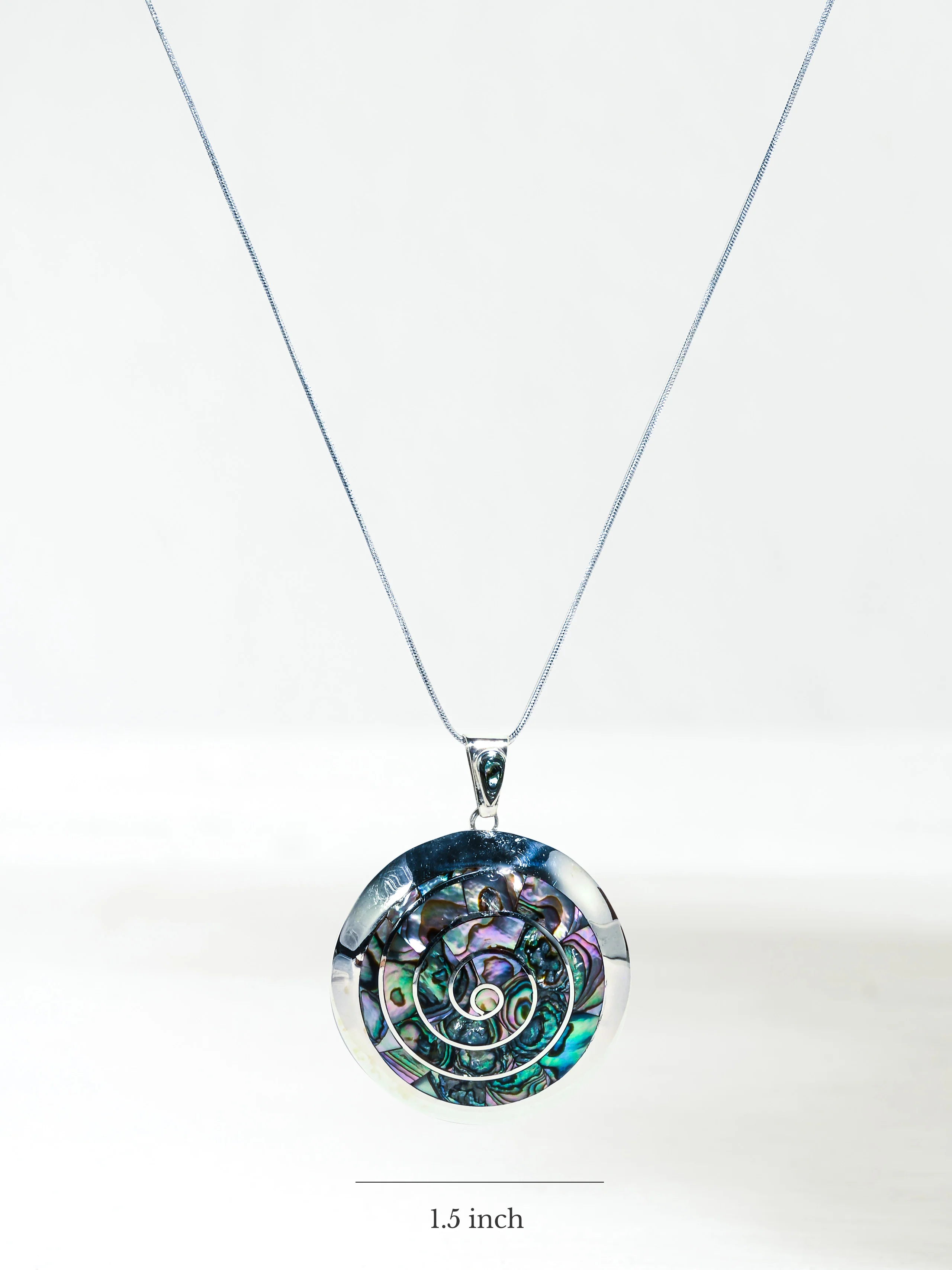 Peruvian Spiral Necklace Shell Inlay - Sterling Silver - Image 5