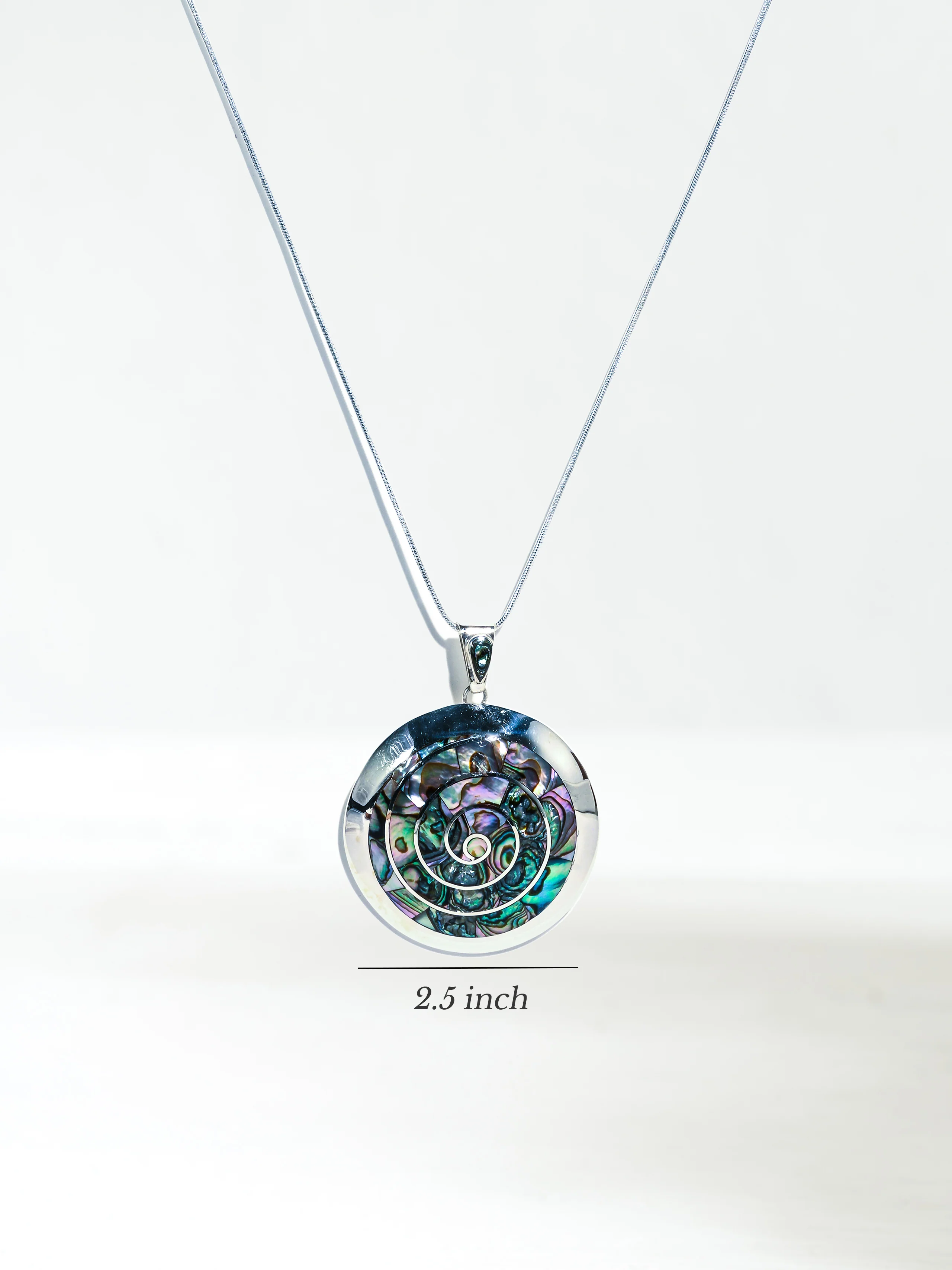 Peruvian Spiral Necklace Shell Inlay - Sterling Silver - Image 6
