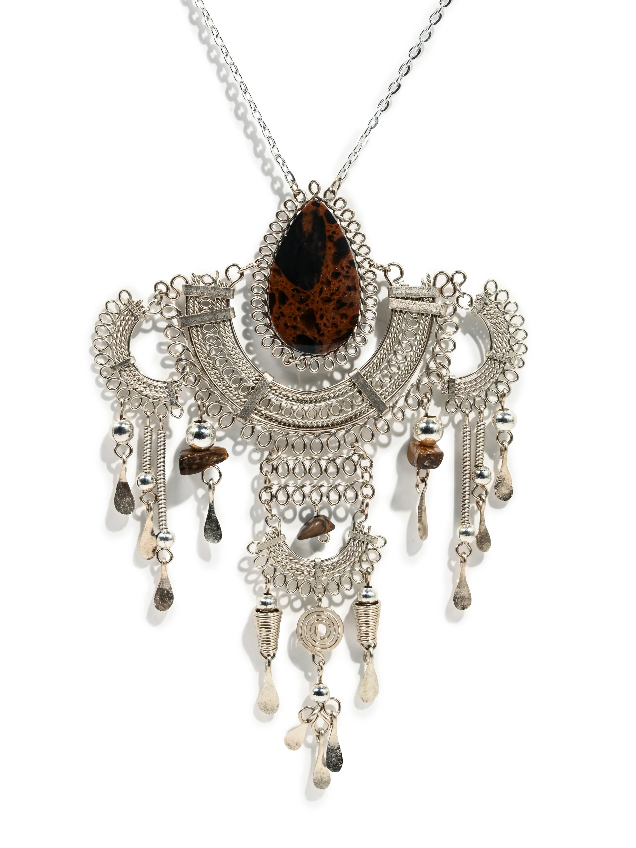 Alpaca Silver & Brown Jasper Artisan Necklace - Image 2