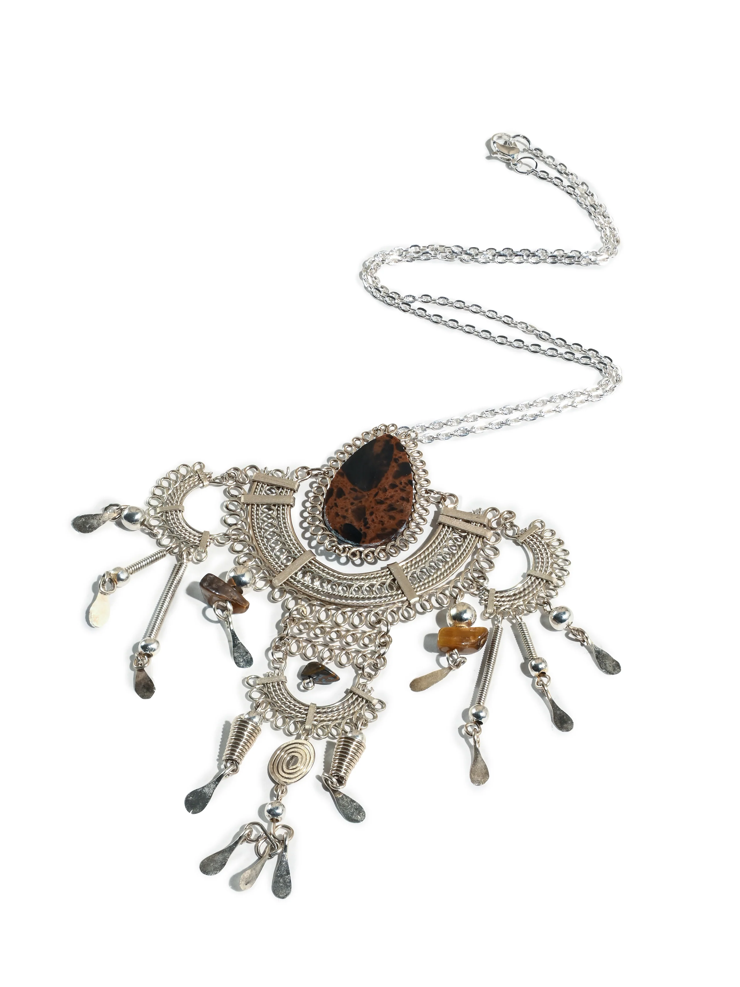Alpaca Silver & Brown Jasper Artisan Necklace - Image 3