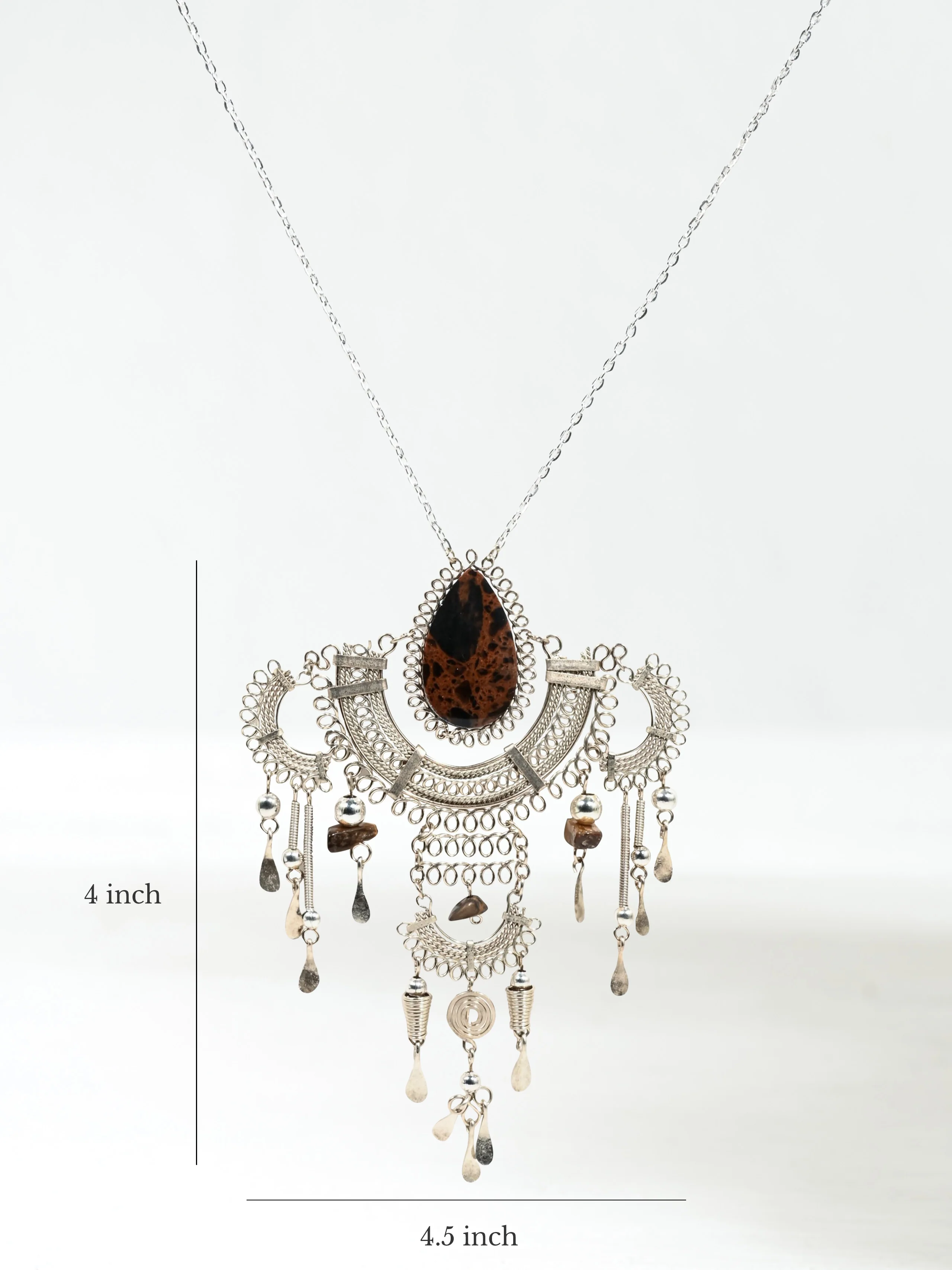 Alpaca Silver & Brown Jasper Artisan Necklace - Image 4