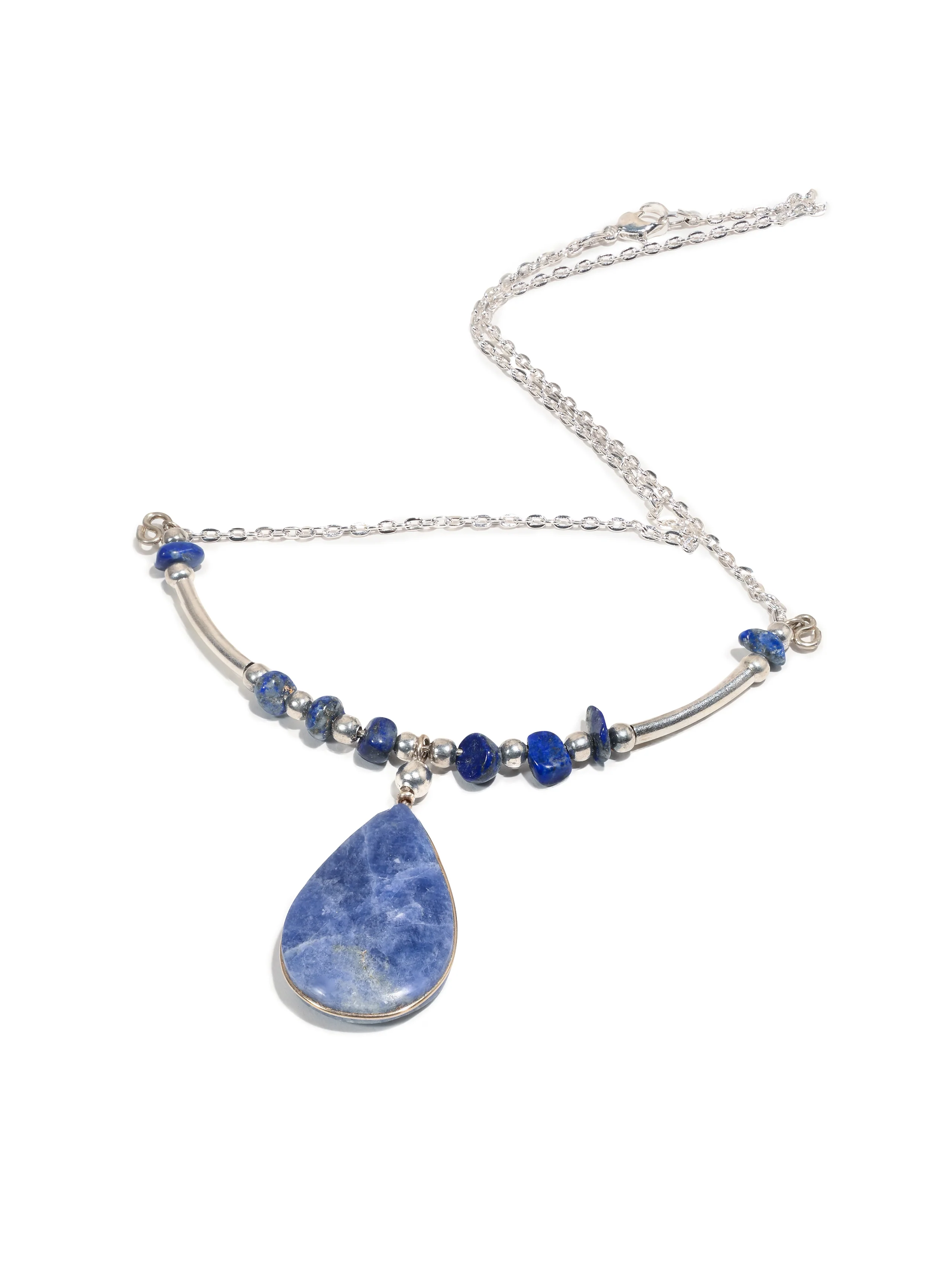 Alpaca Silver Choker Necklace - Sodalite Stone - Image 4