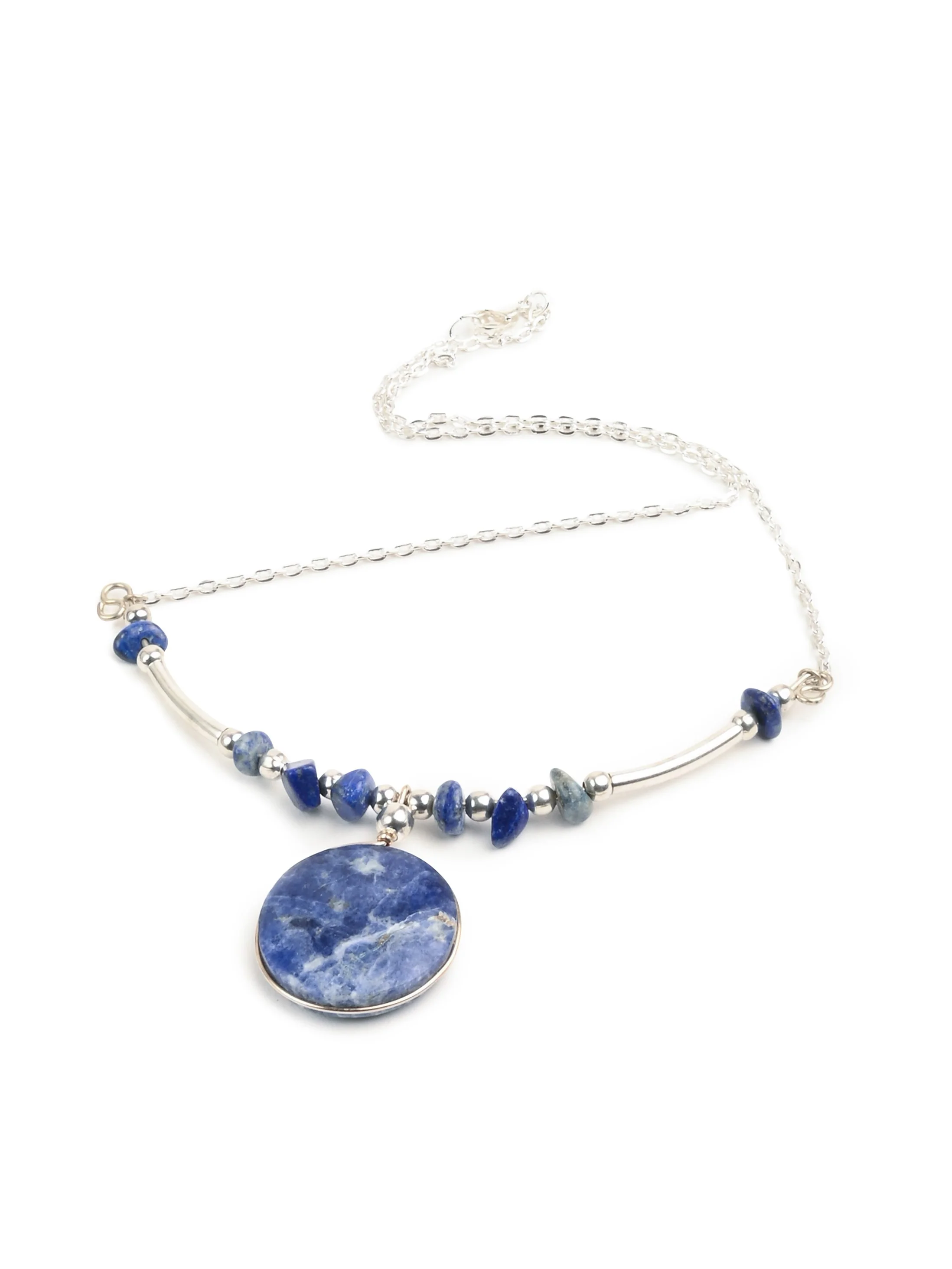 Alpaca Silver Choker Necklace - Sodalite Stone - Image 5