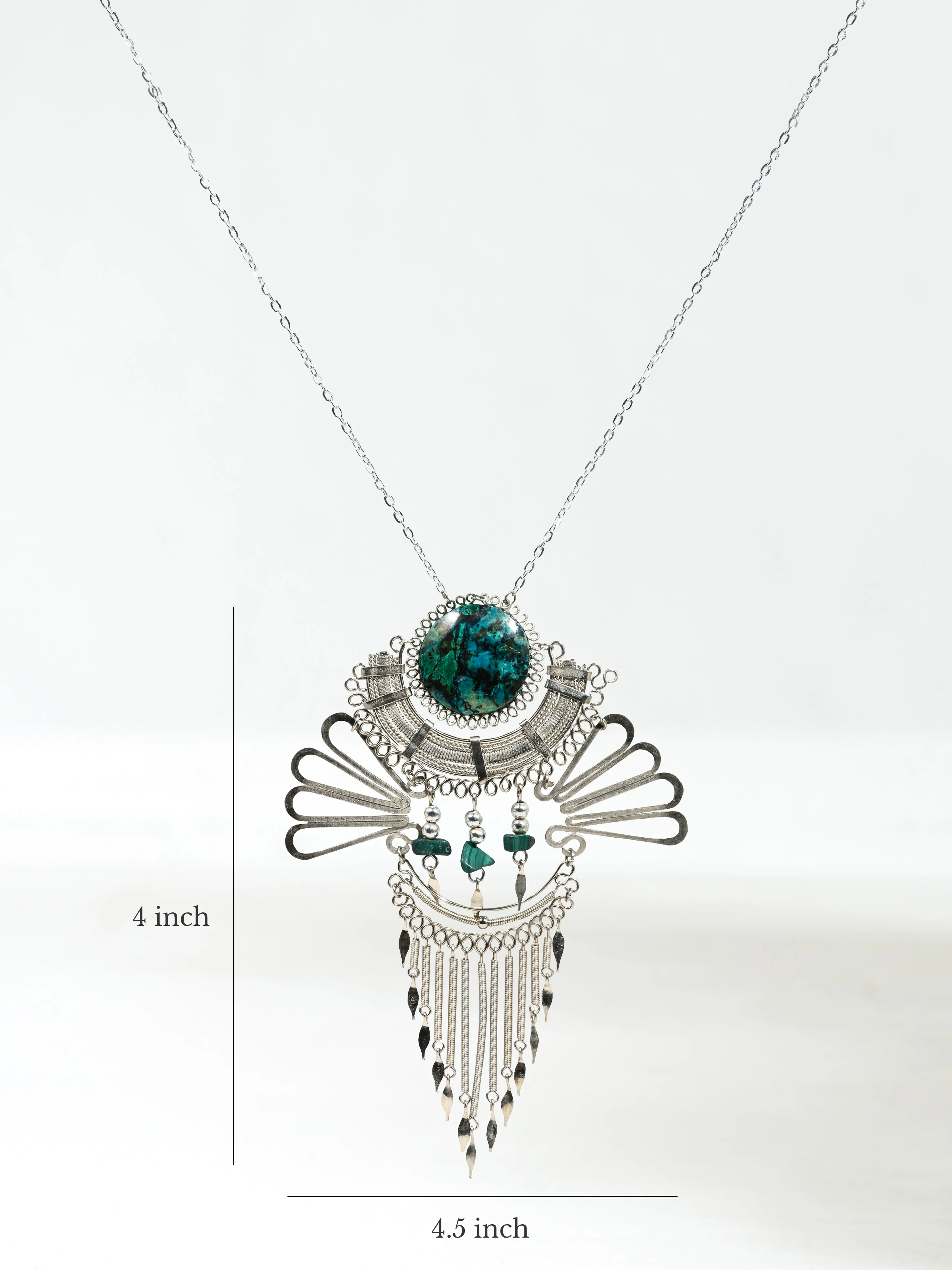 Alpaca Silver & Apatite Artisan Necklace - Image 4