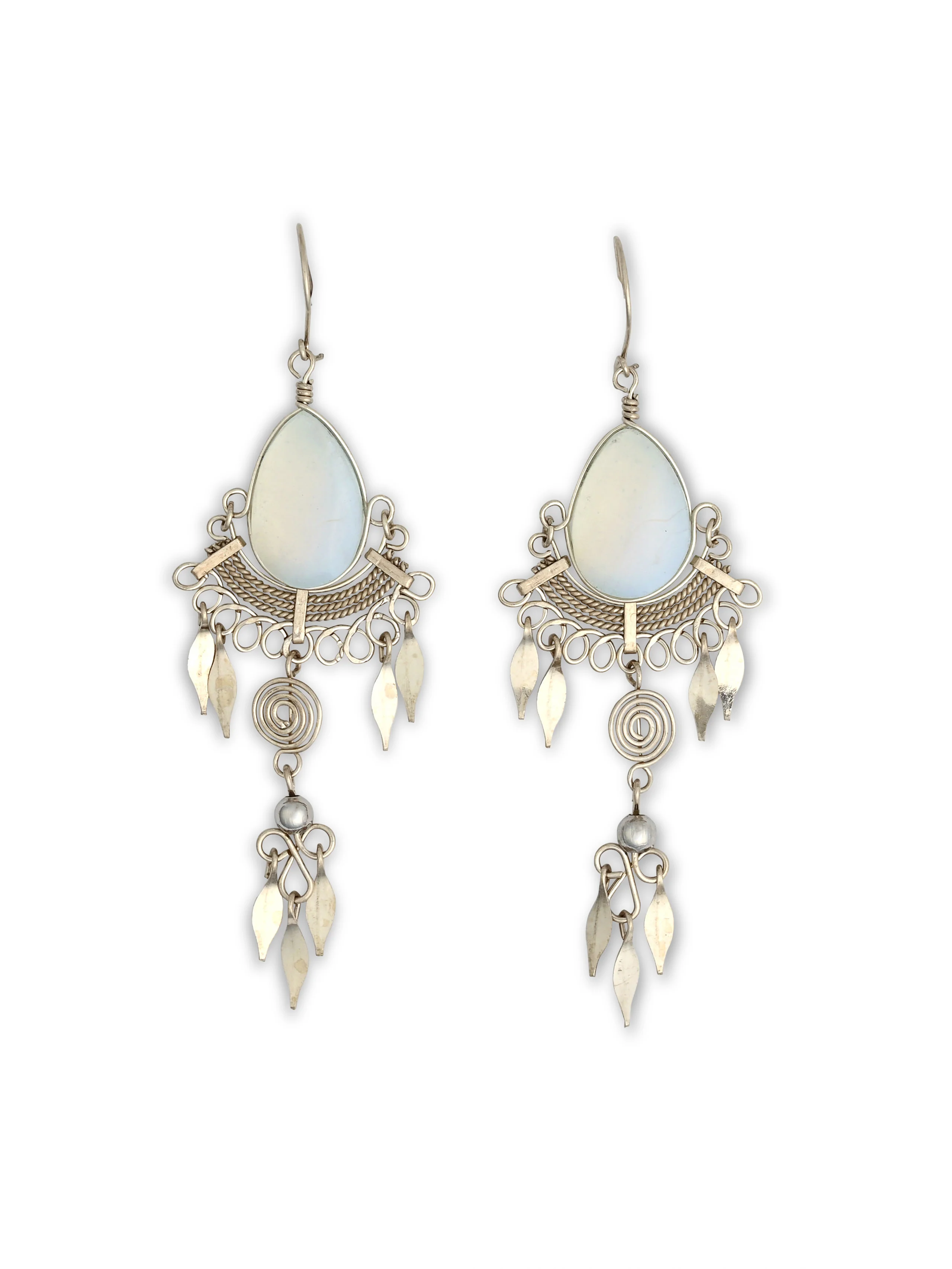 Alpaca Silver Stone & Spiral Earrings - Image 4