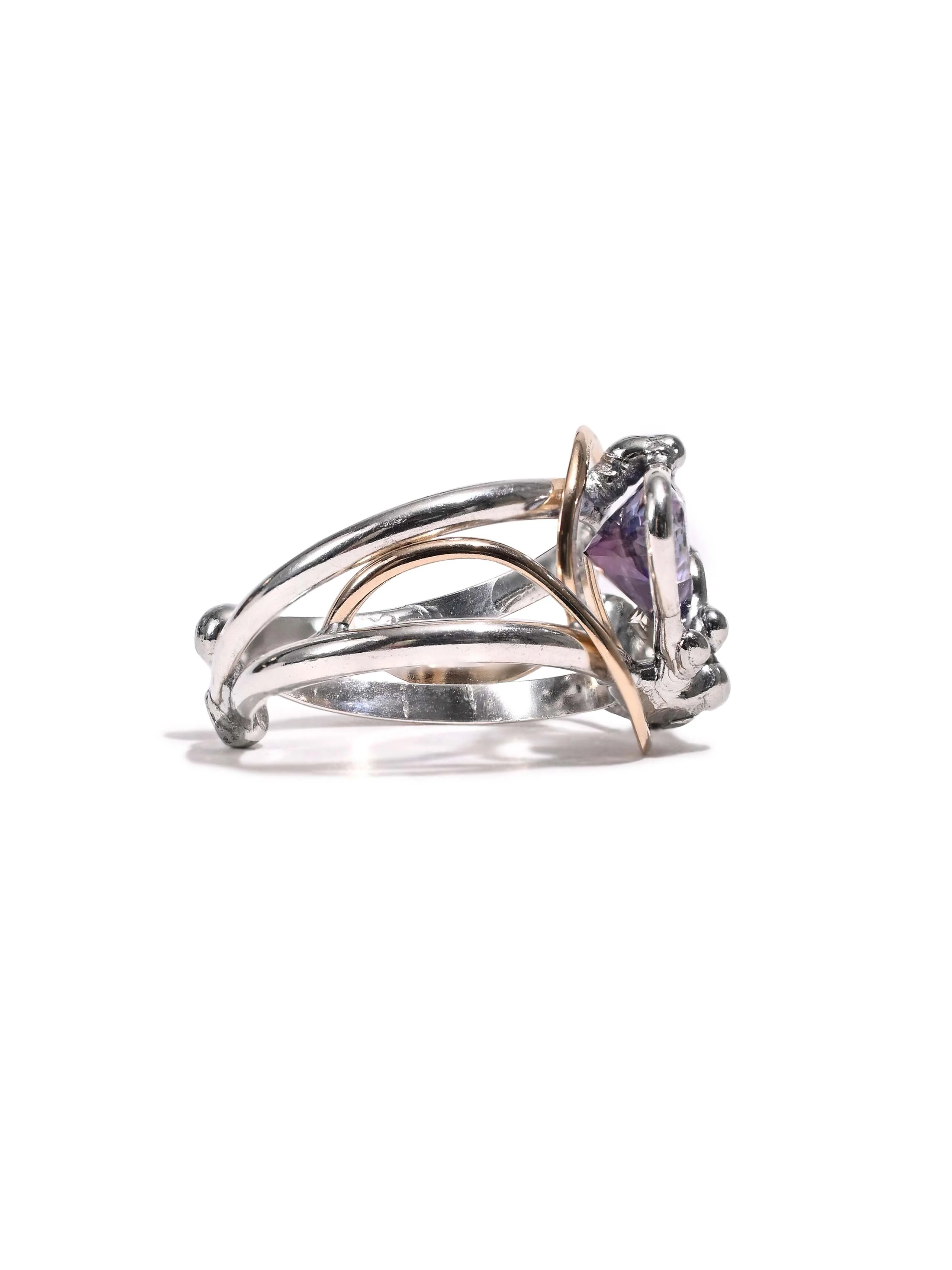 Amethyst and Quartz Heart Ring - Image 2