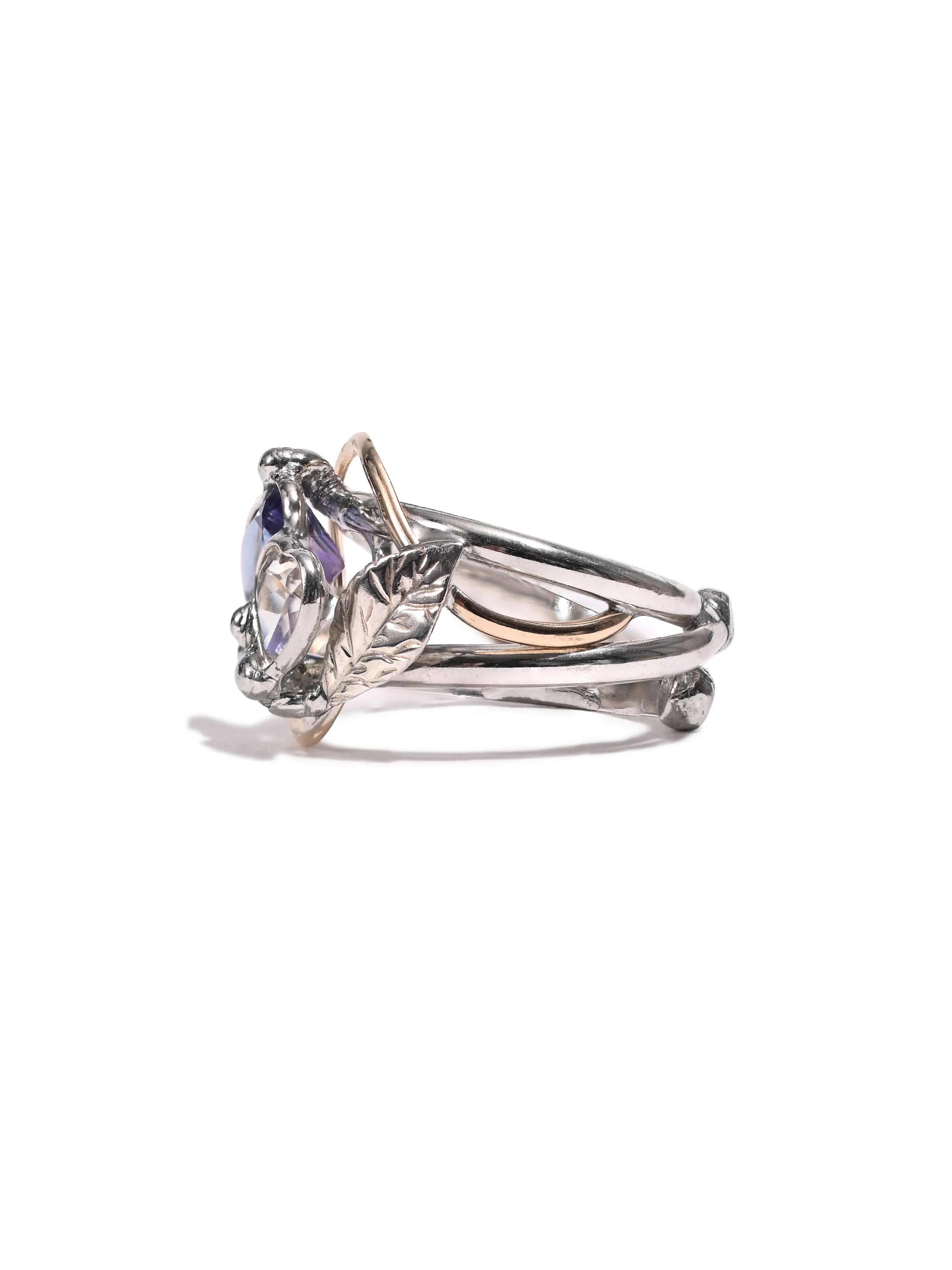 Amethyst and Quartz Heart Ring - Image 4