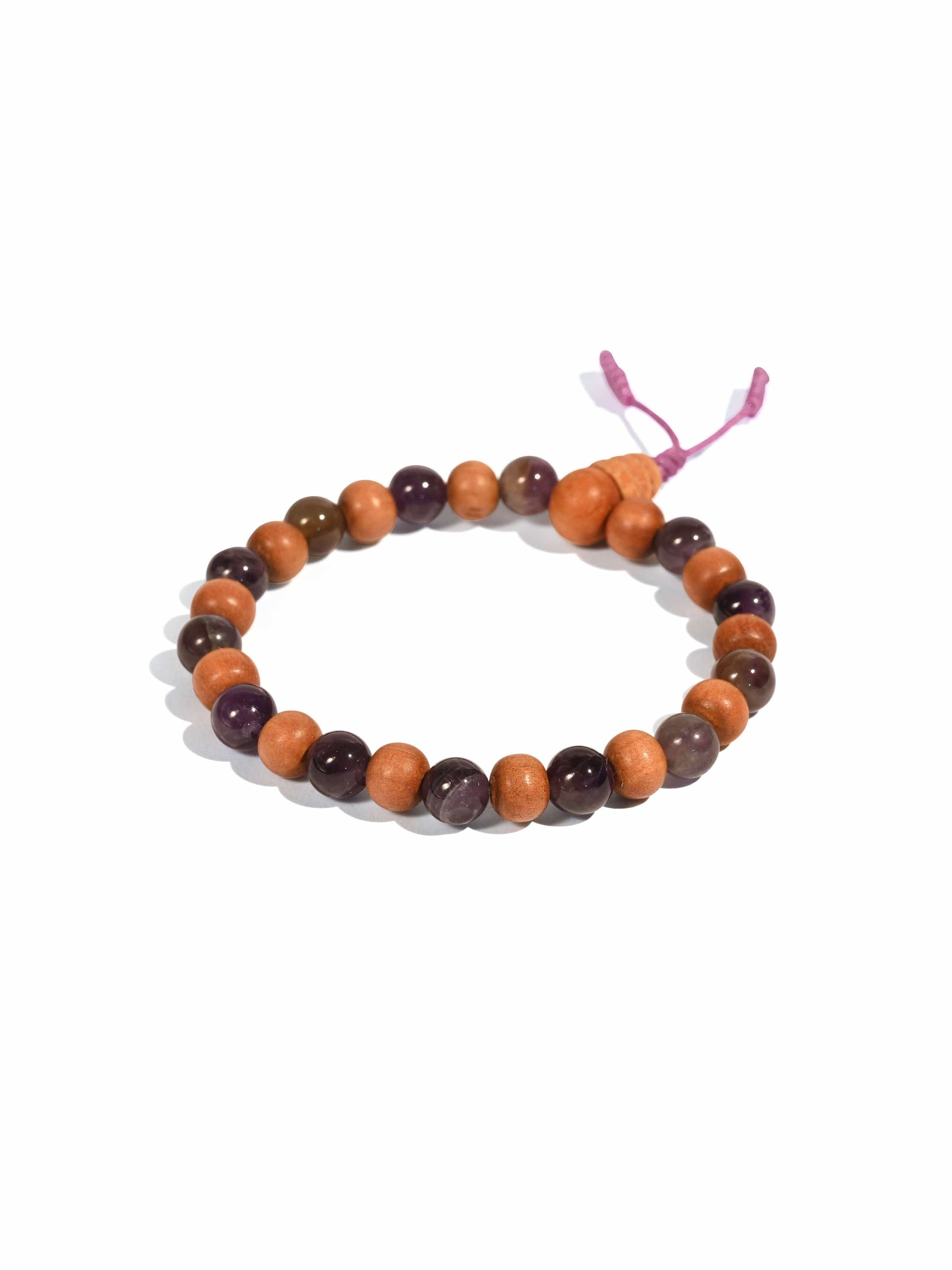Amethyst & Sandalwood Wrist Mala - Image 3