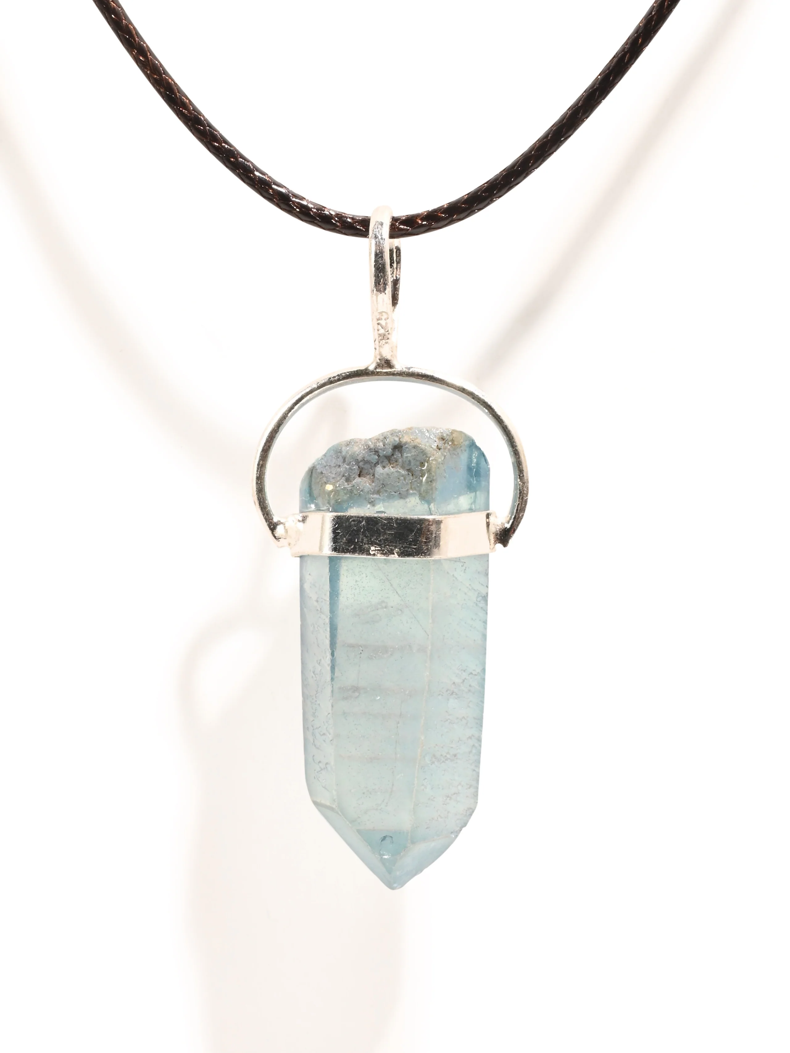 Aqua Aura Rough Pendant Necklace - Image 3