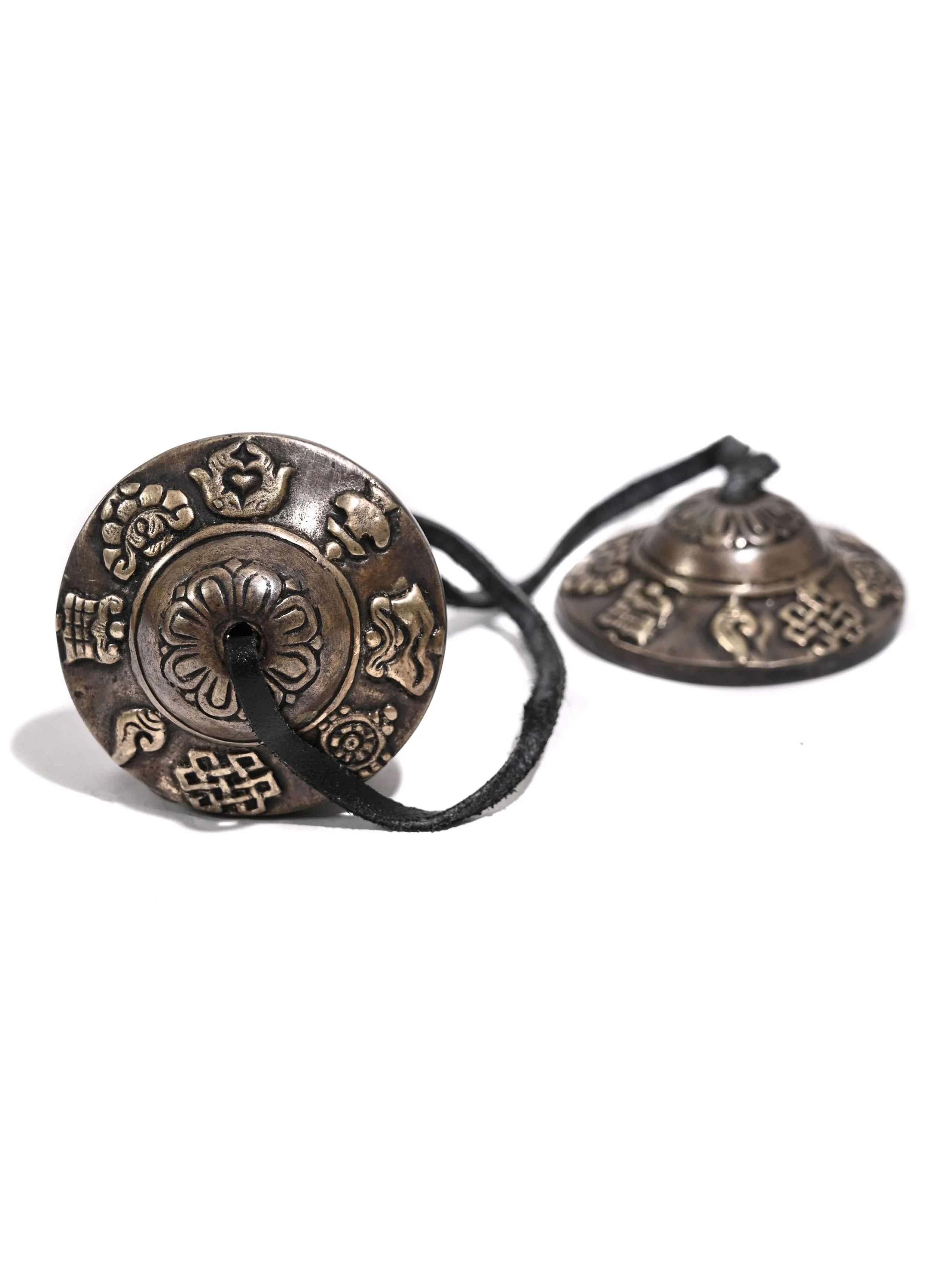 Bronze Eight Auspicious Symbols Tingsha - 1.75 inch - Image 3