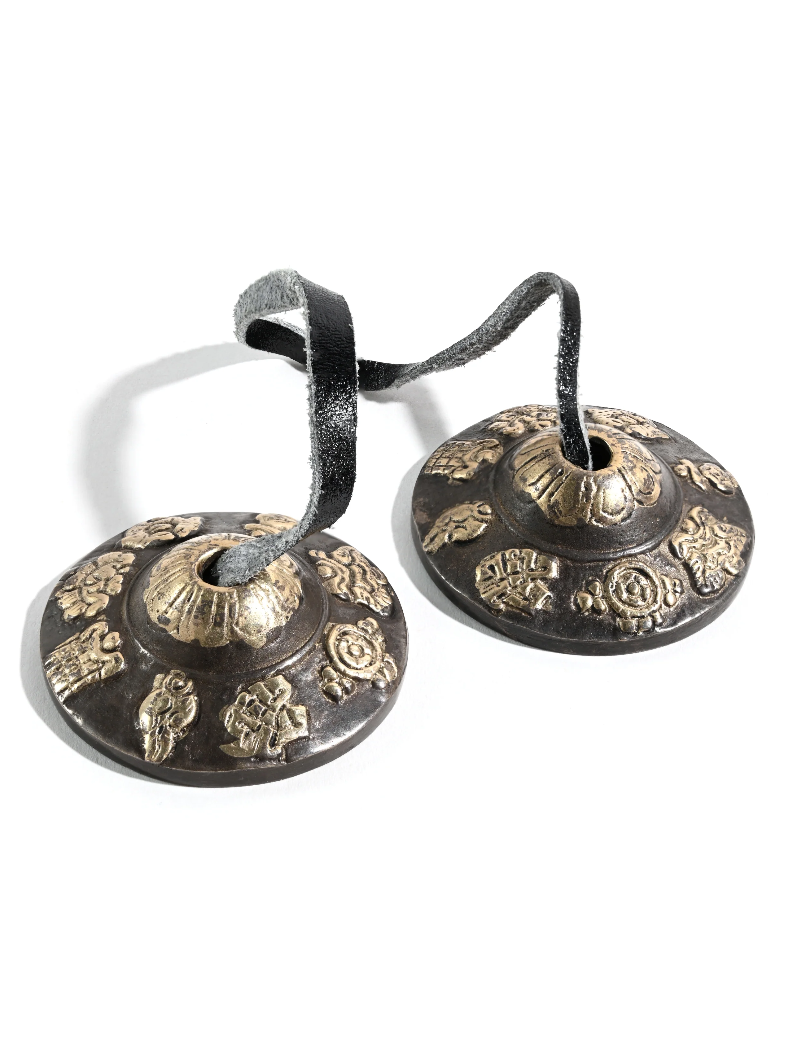 Bronze Eight Auspicious Symbols Tingsha - 1.75 inch - Image 4