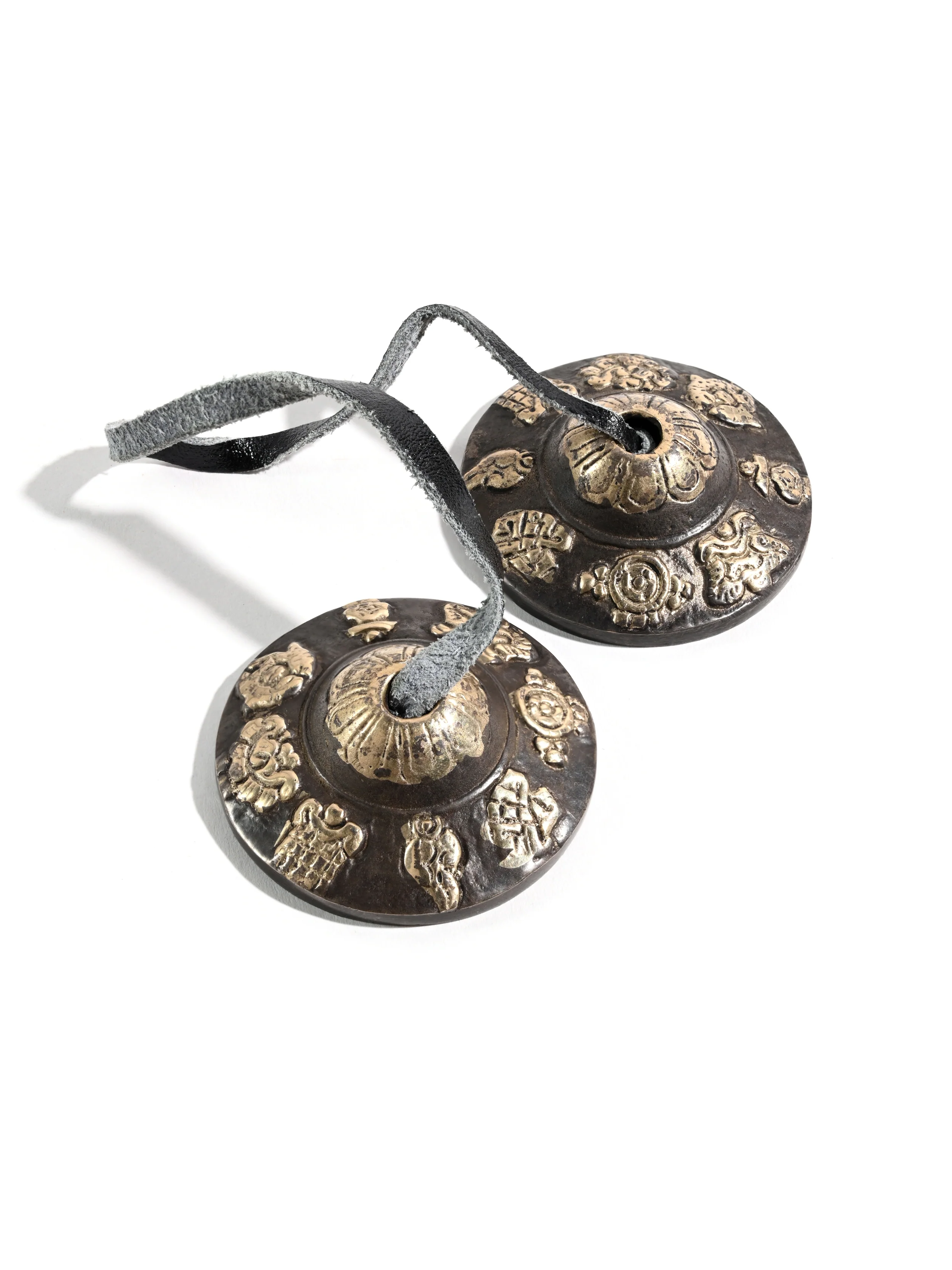 Bronze Eight Auspicious Symbols Tingsha - 1.75 inch - Image 5