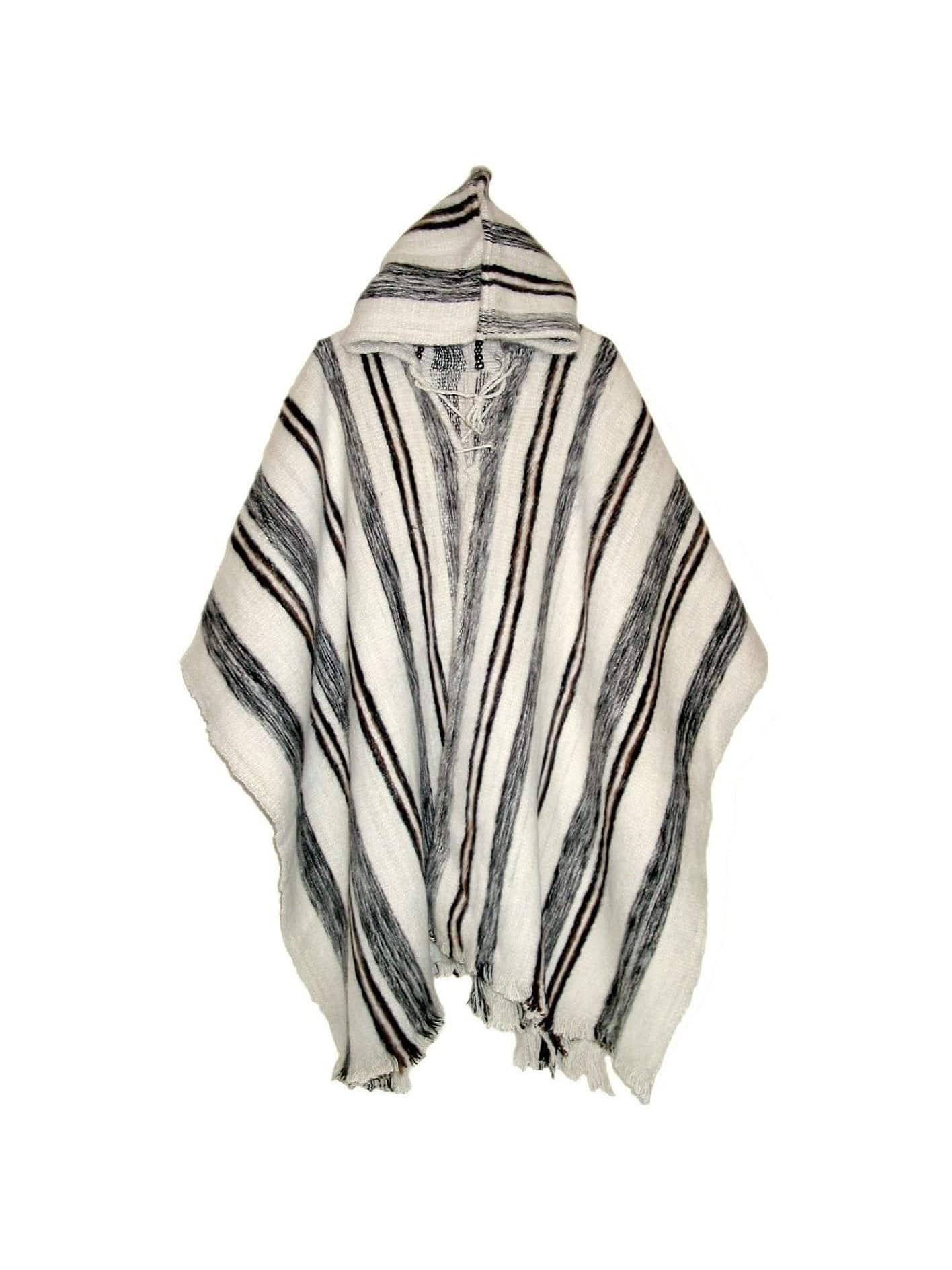 Bolivian "Huayna" Striped Poncho with Hood - Image 2