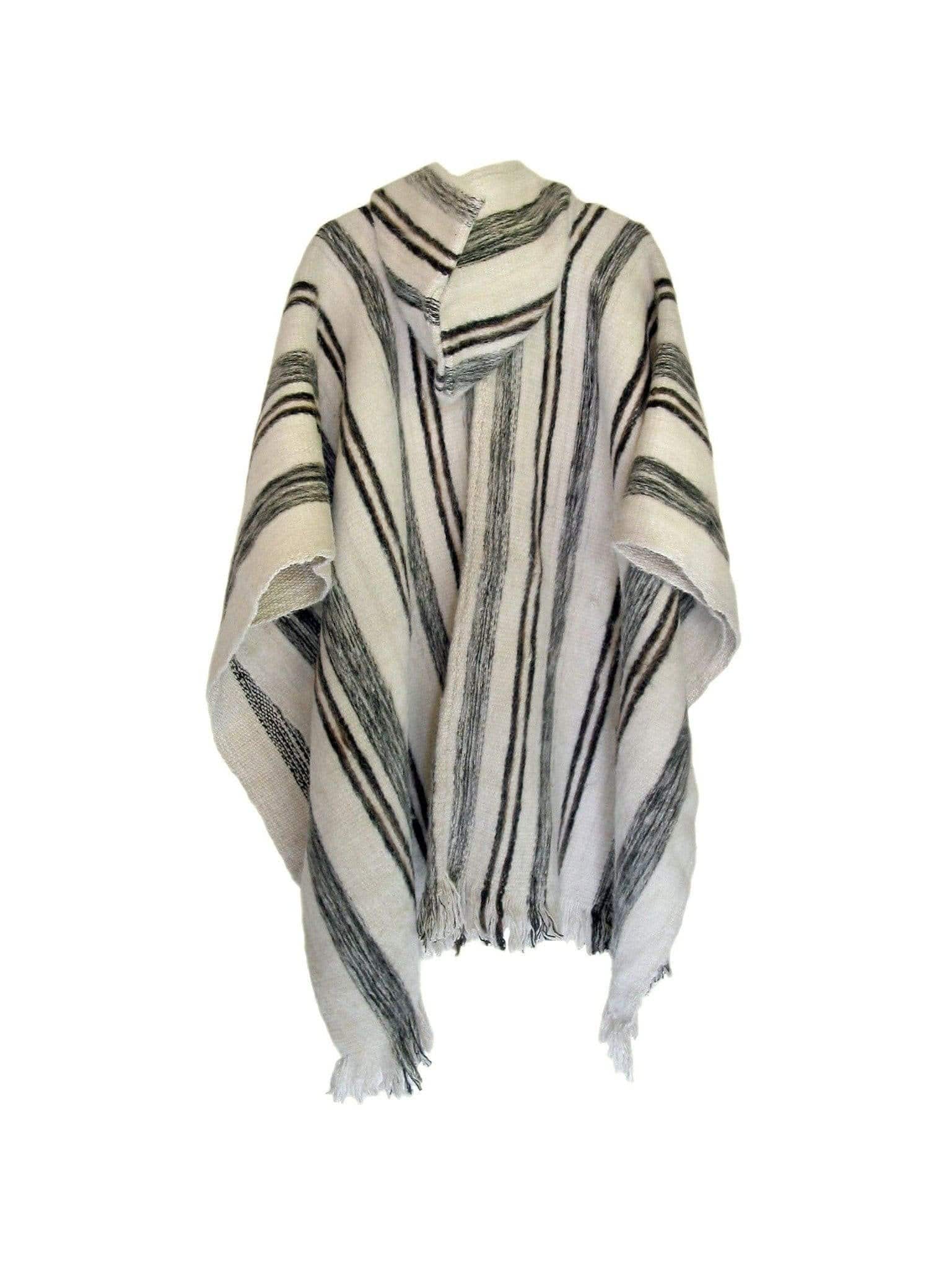 Bolivian "Huayna" Striped Poncho with Hood - Image 3