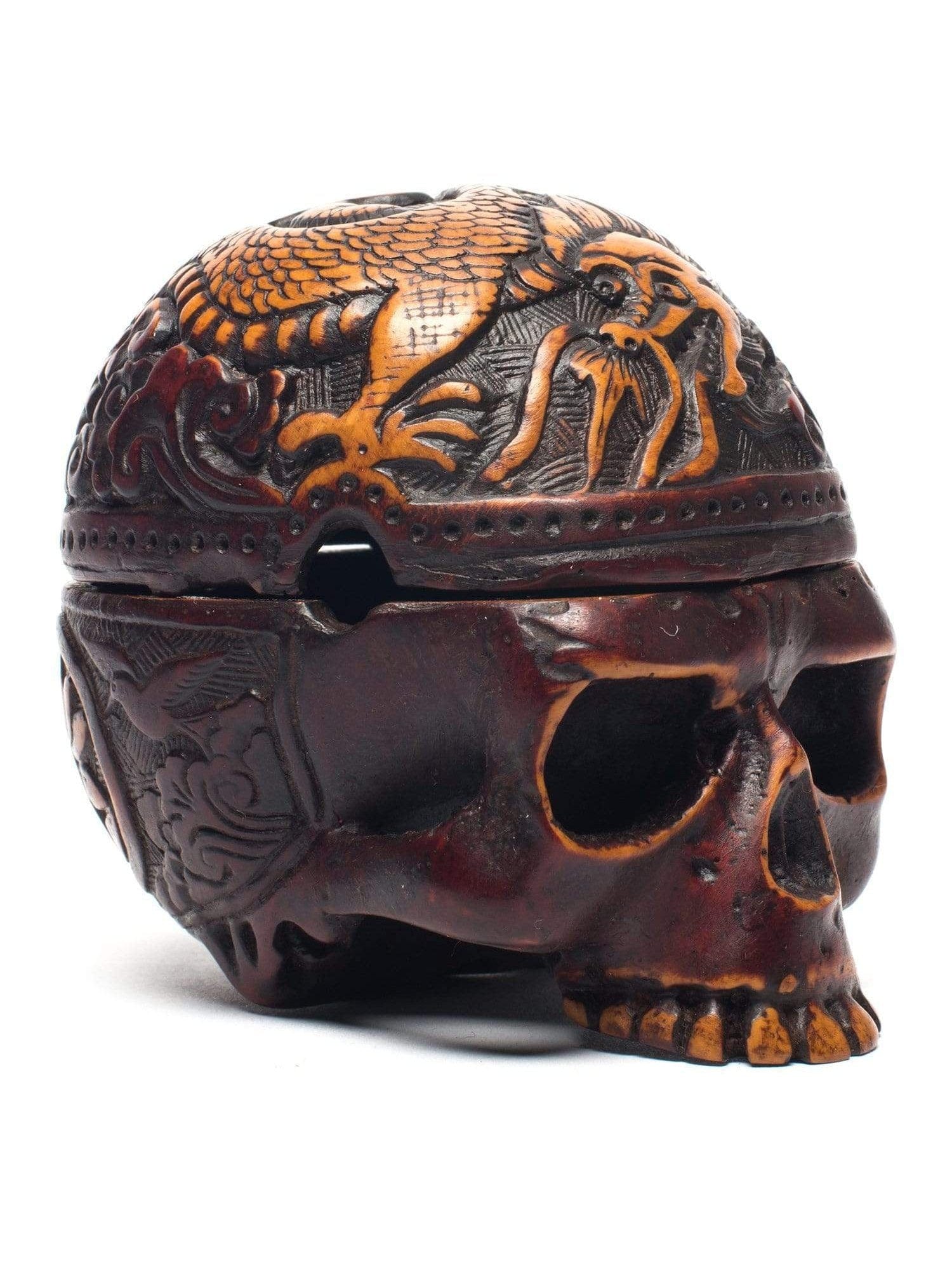 Carved Resin Skull Incense Burner - Image 2
