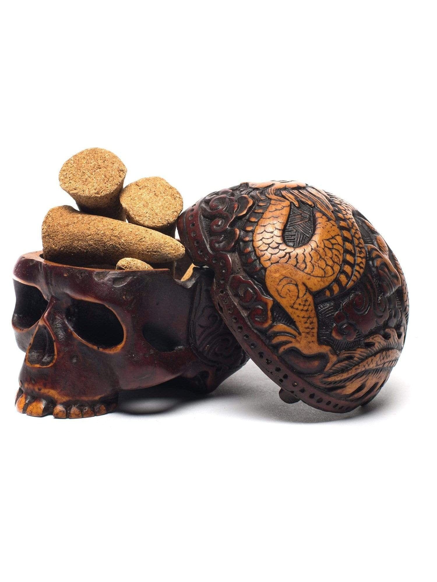 Carved Resin Skull Incense Burner - Image 9