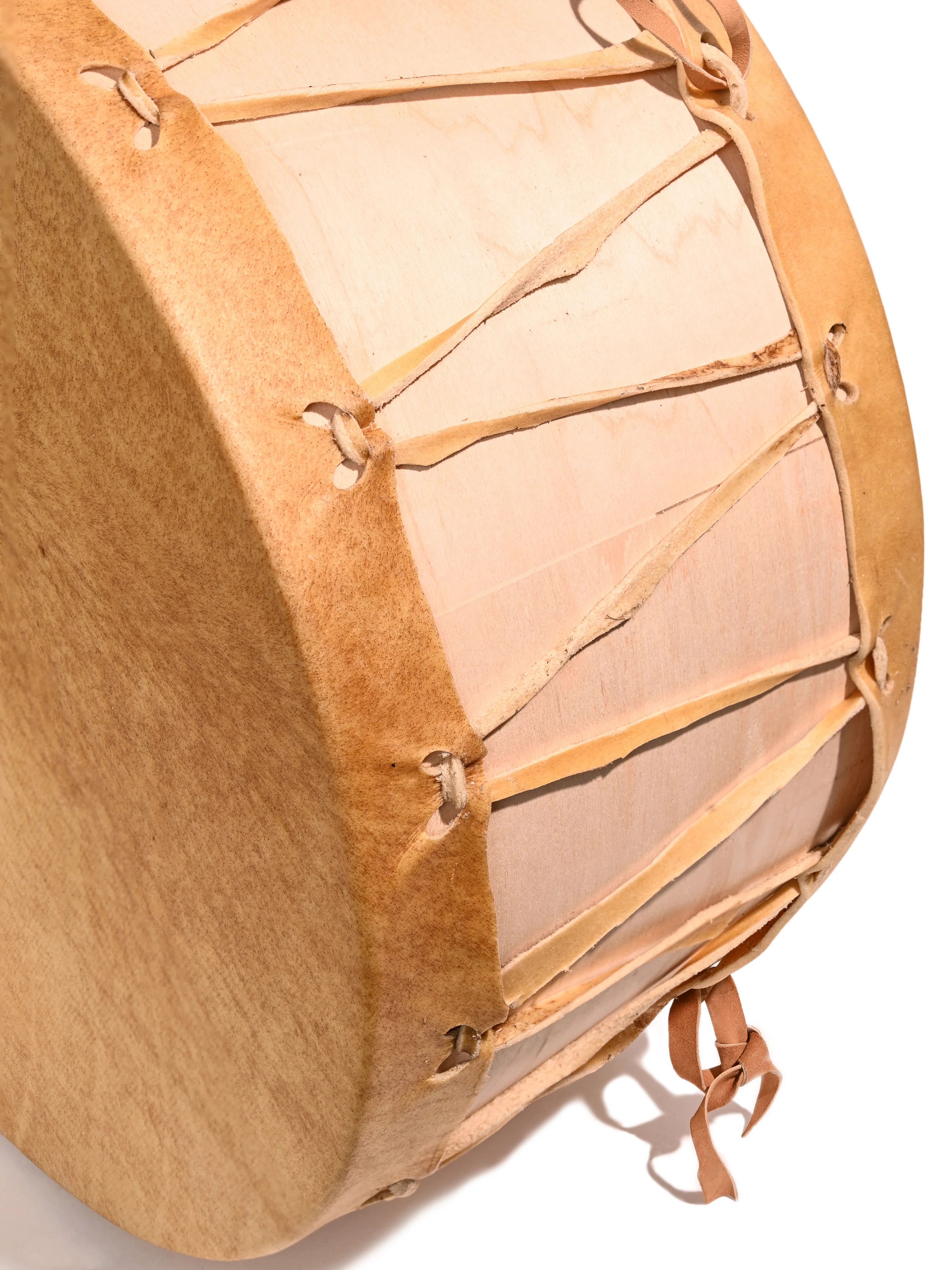 Ceremonial Native American Style Buffalo Hide Double-Sided Drum with Stand - Image 3