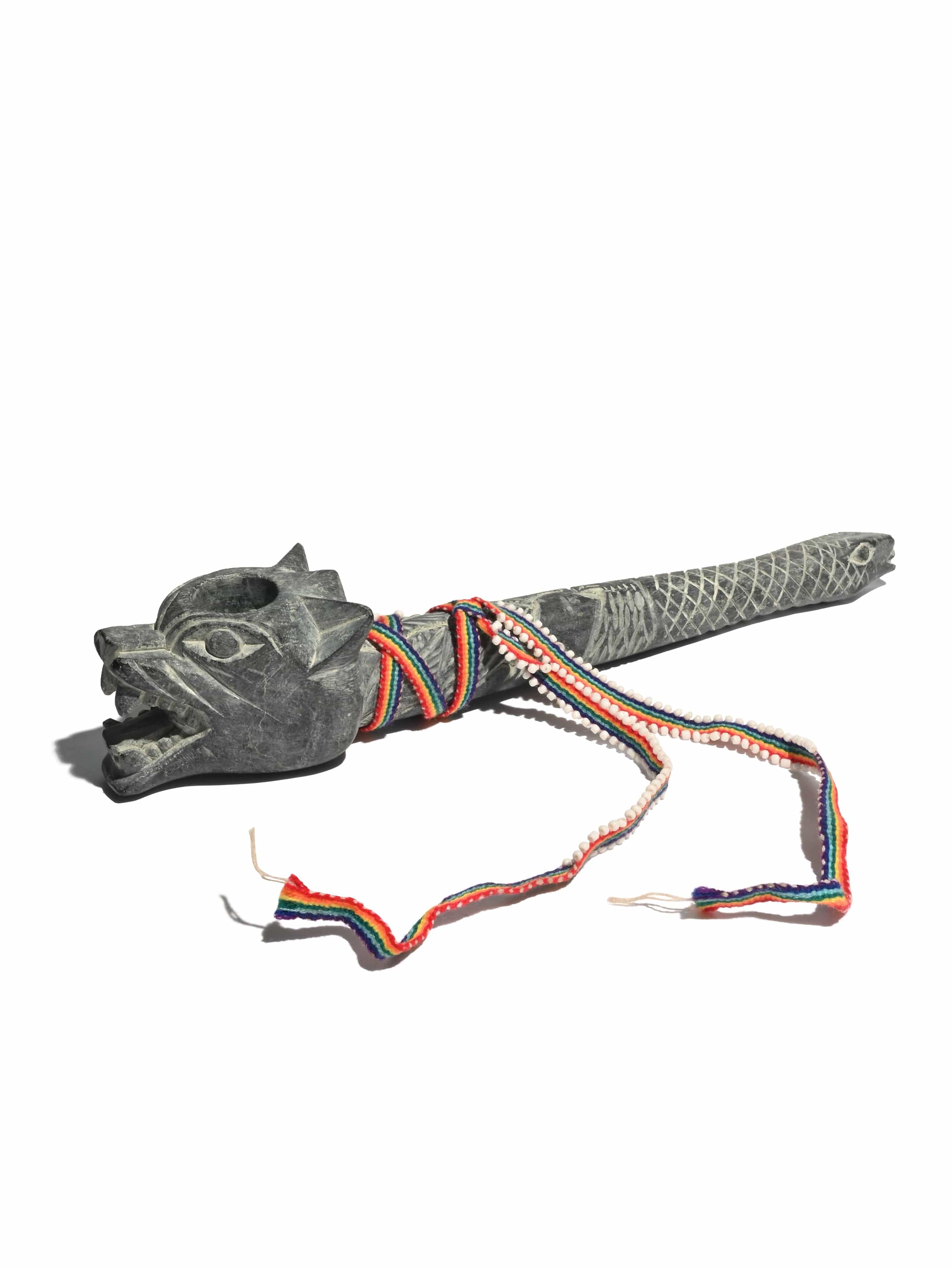 Ceremonial Stone Carved Pipe - 12 inch - Image 4