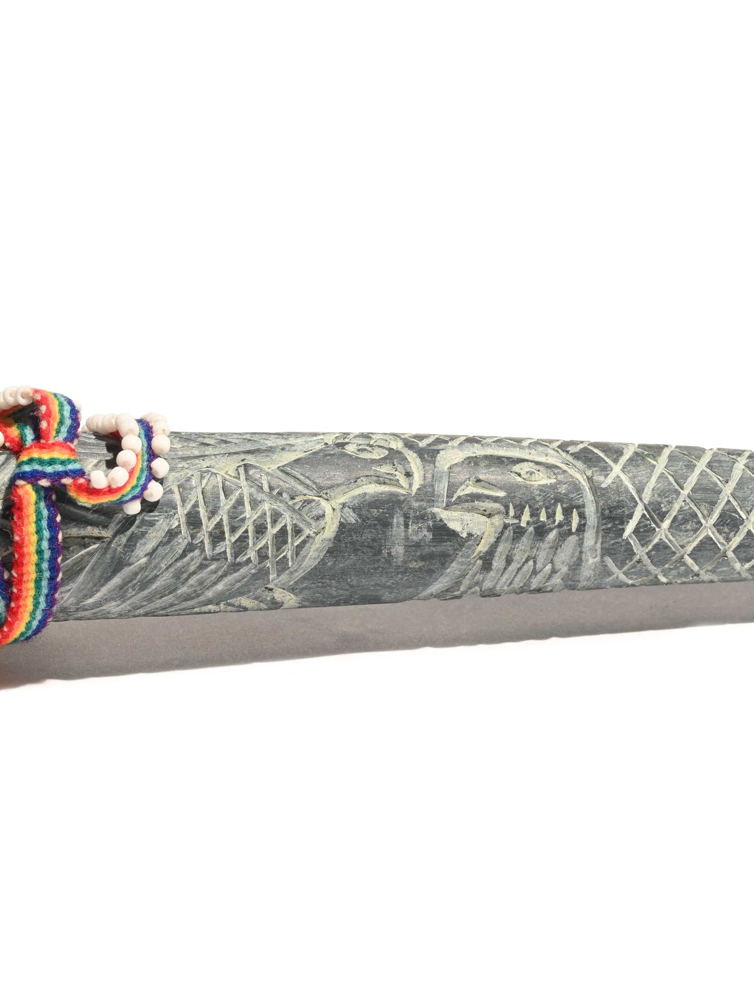 Ceremonial Stone Carved Pipe - 12 inch - Image 5