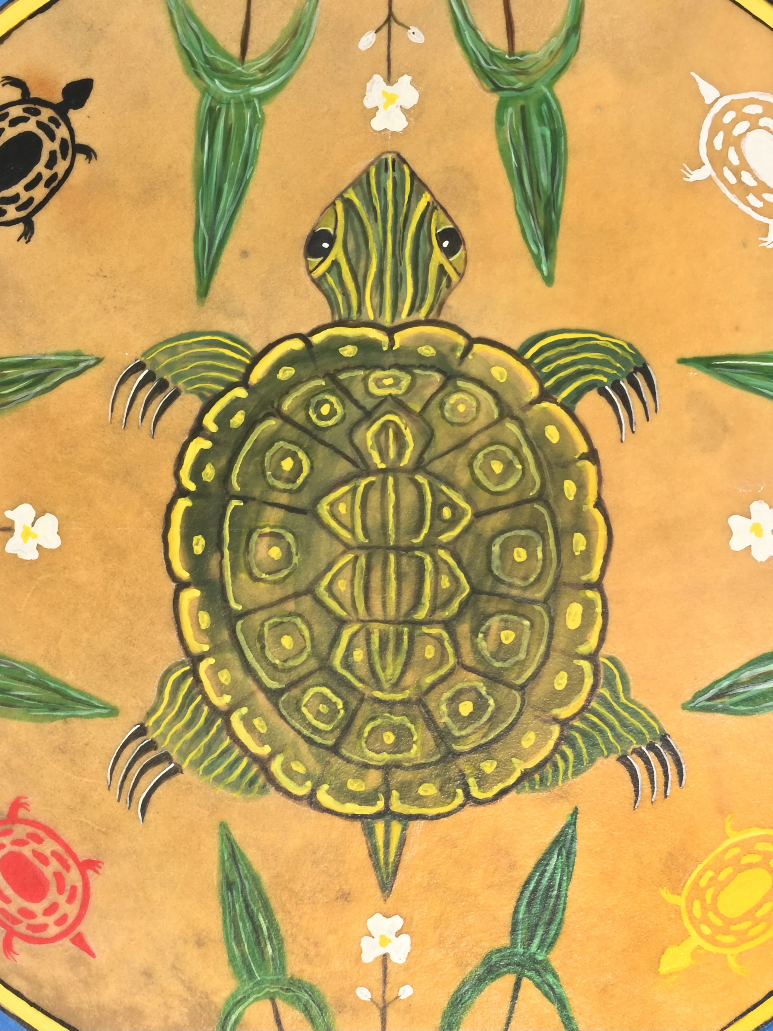 Mother Earth Turtle Buffalo Hide Drum - Image 4