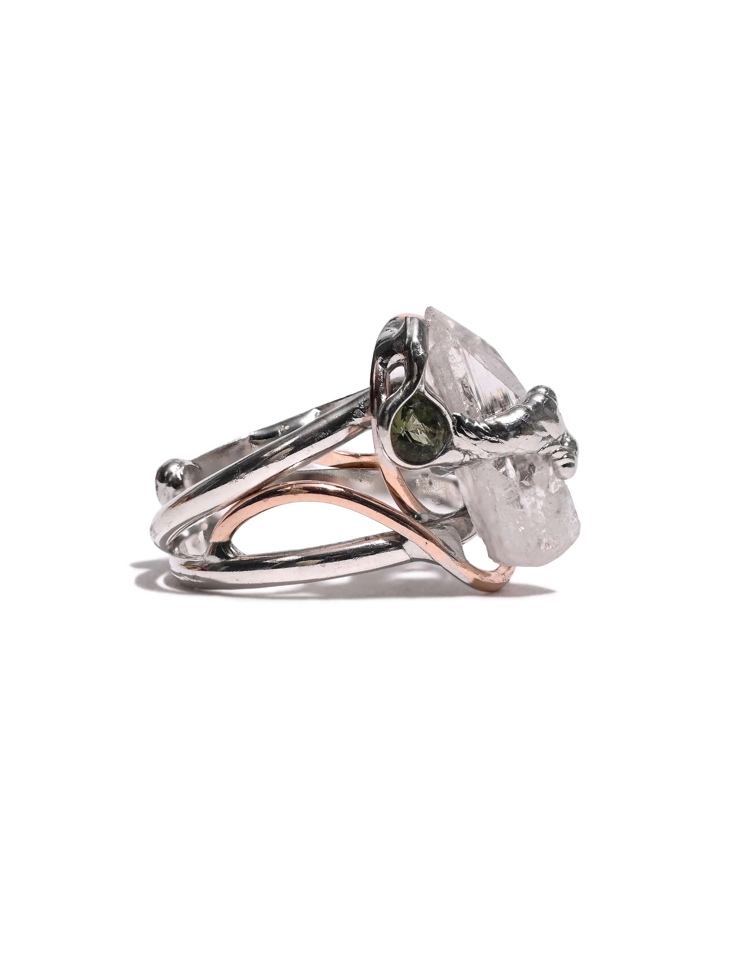 Danburite and Moldavite Ring - Image 2