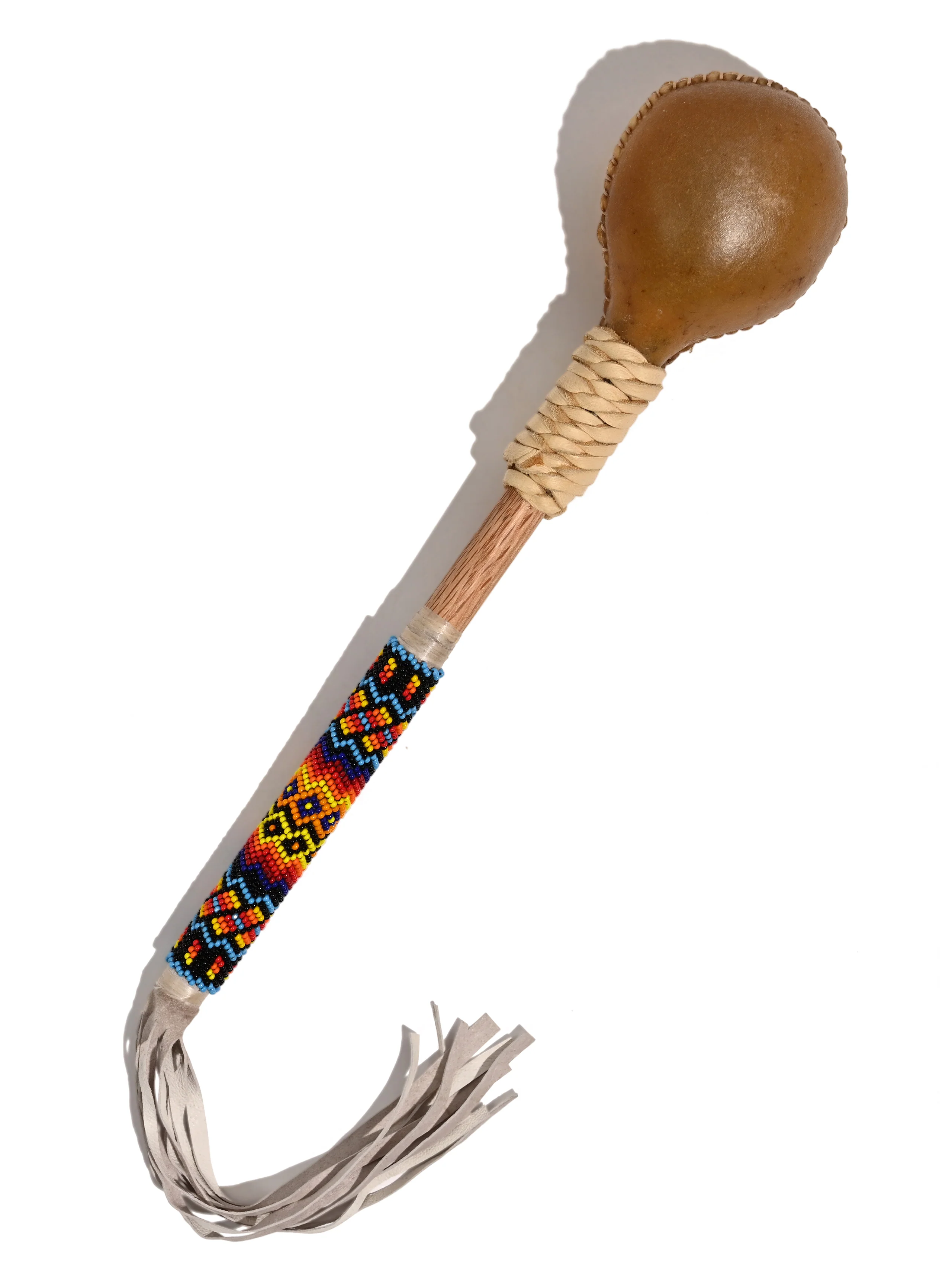 Elk Hide Beaded Rattle - Image 2