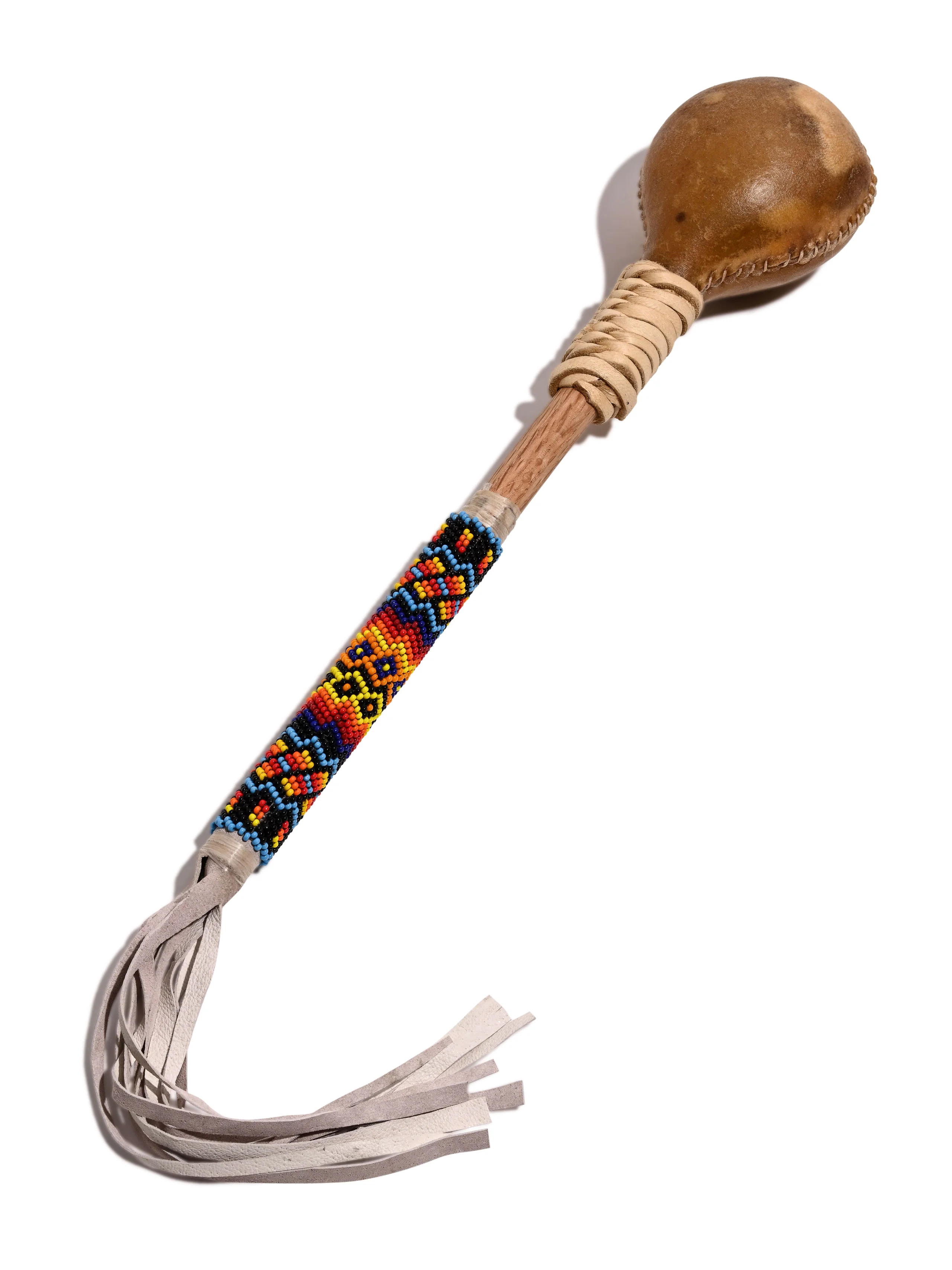 Elk Hide Beaded Rattle - Image 3
