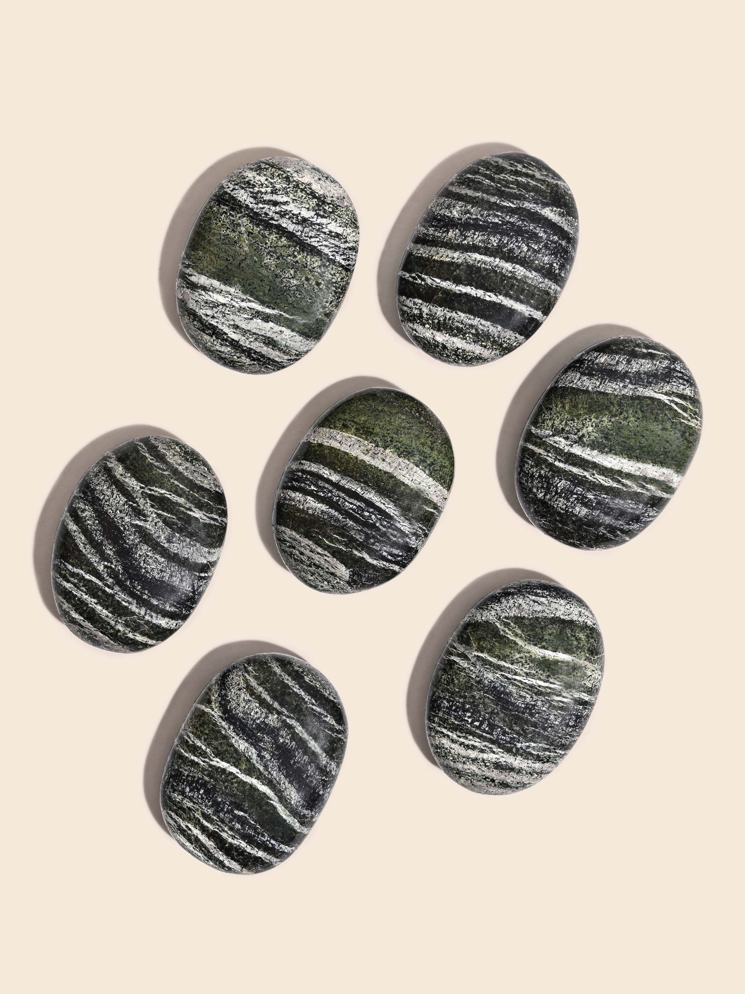 Green Zebra Jasper Palm Stone