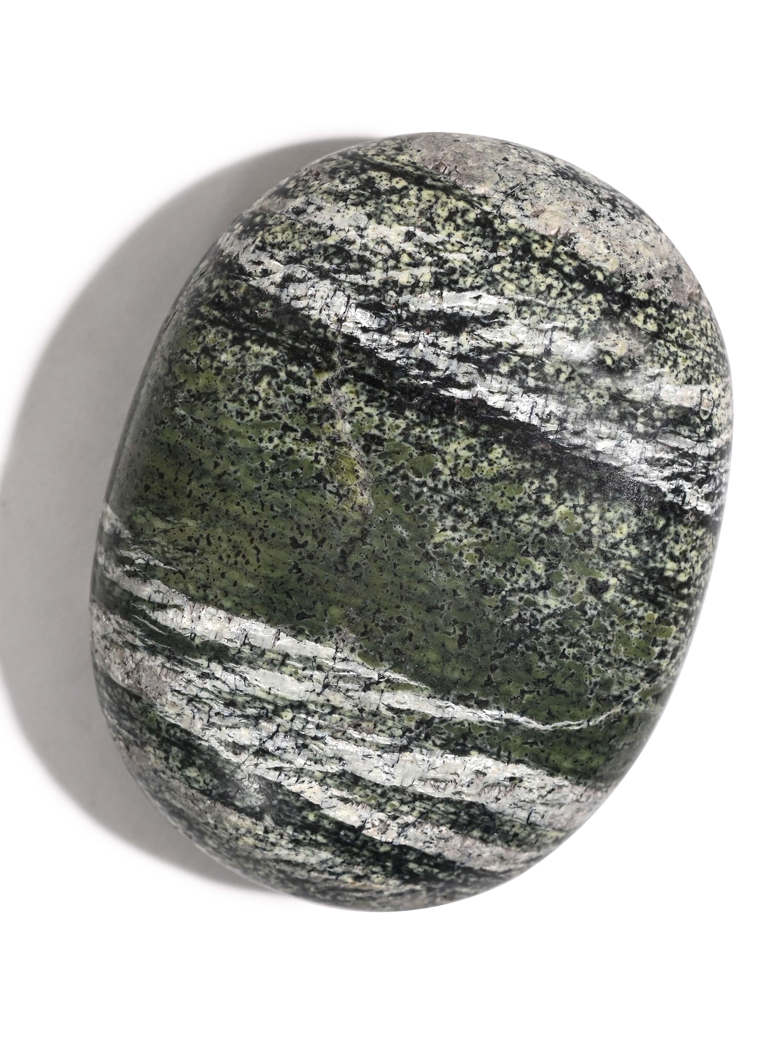 Green Zebra Jasper Palm Stone - Image 5