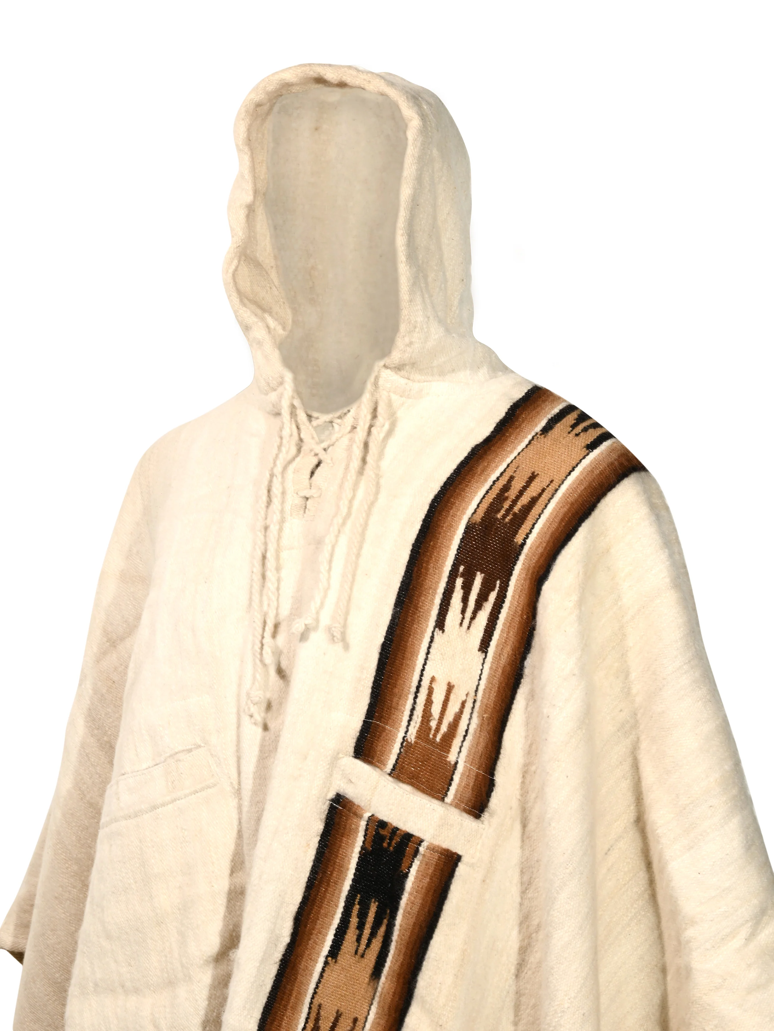 'Snowcapped Andes' - Hooded Alpaca Wool Poncho - Image 2