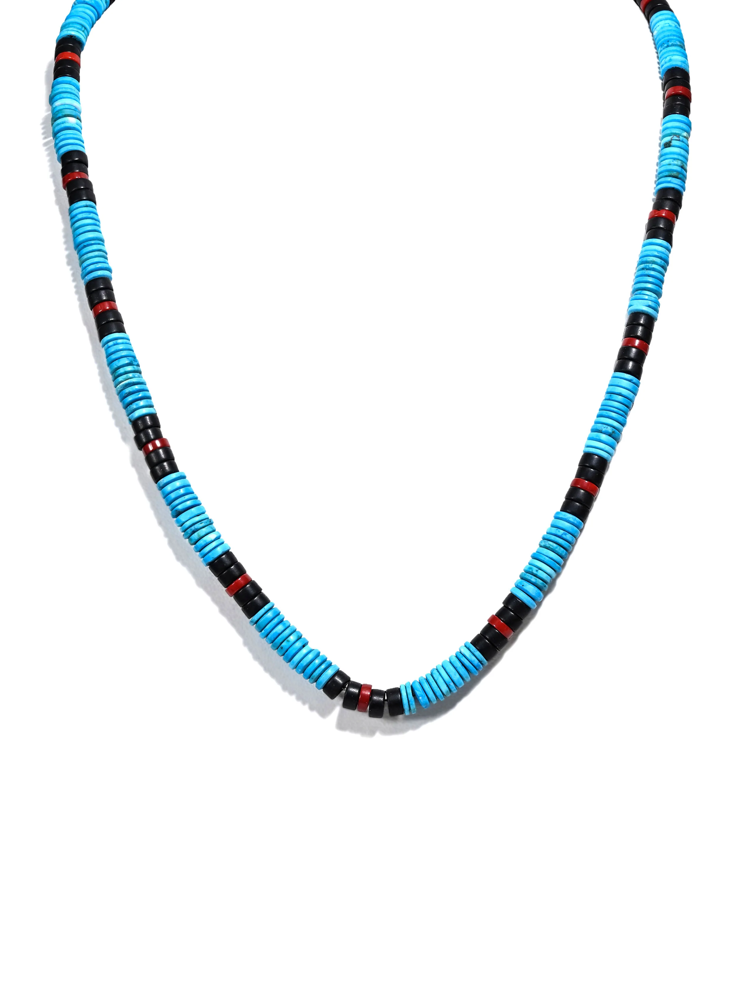 Heishi Collection: Turquoise, Onyx, and Coral Necklace - Image 2