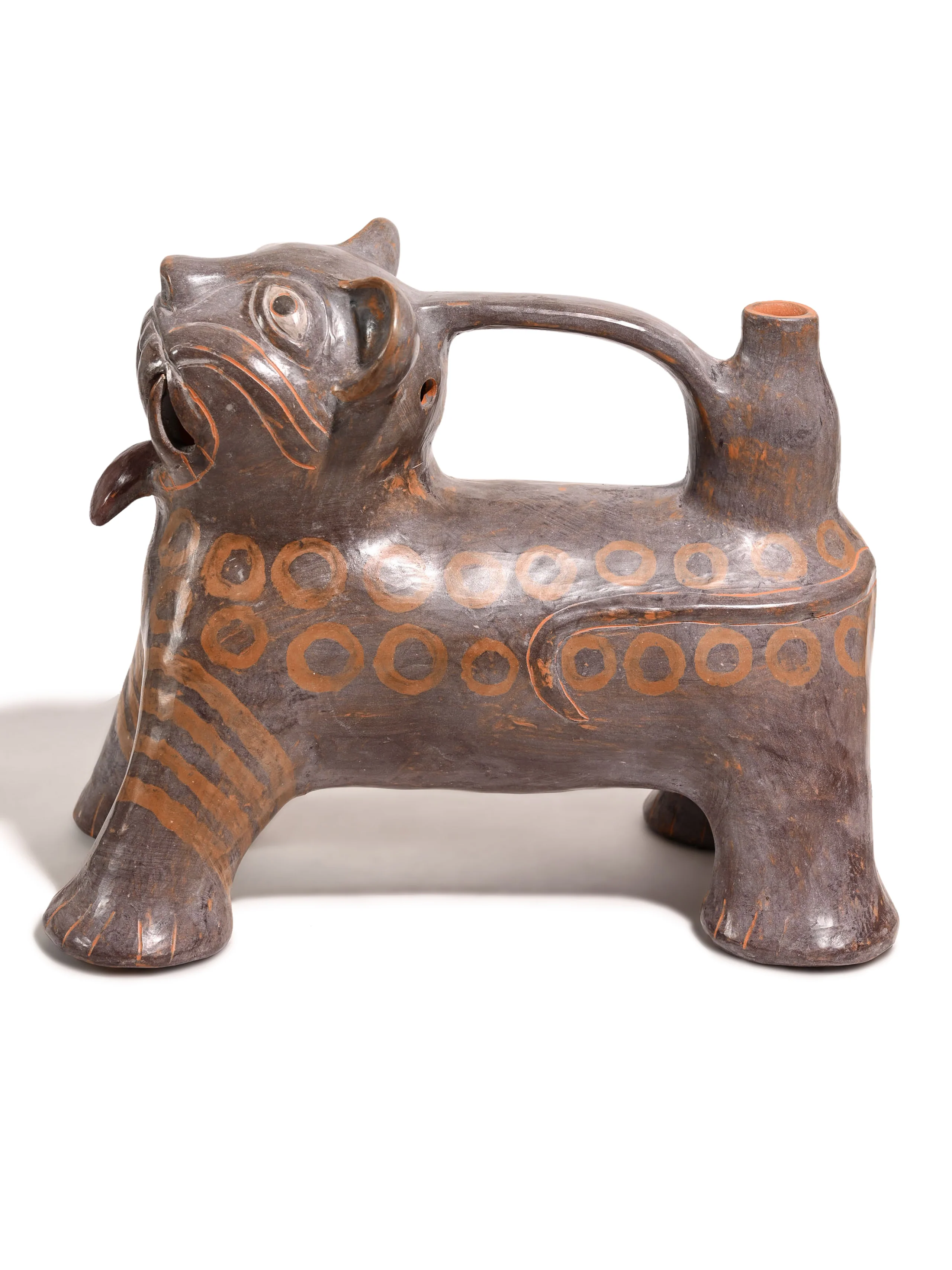 Huaco Silbador-Peruvian Whistling Vessel - Jaguar - Image 4