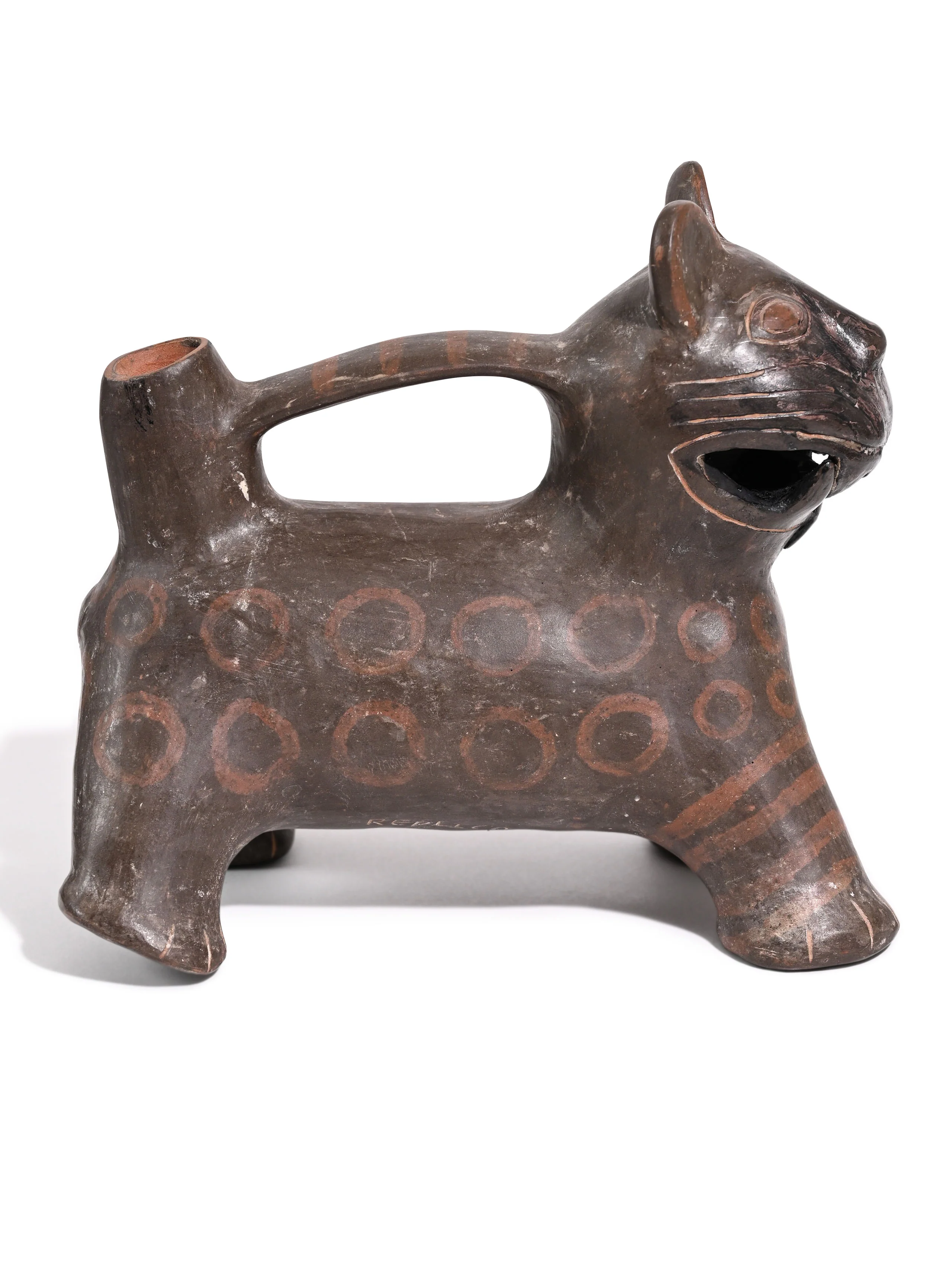 Huaco Silbador-Peruvian Whistling Vessel - Jaguar - Image 9