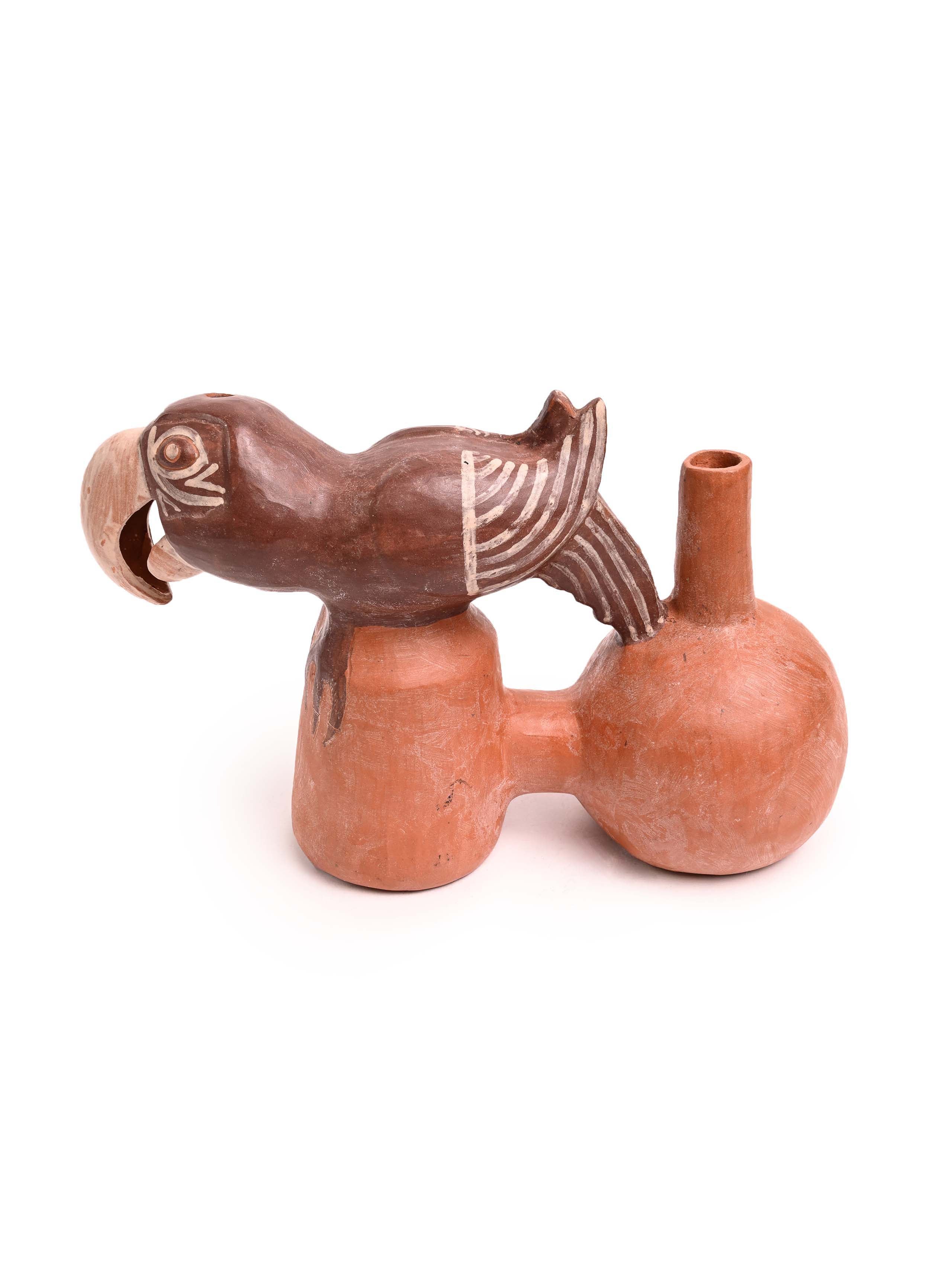 Huaco Silbador-Peruvian Whistling Vessel - Parrot - Image 3