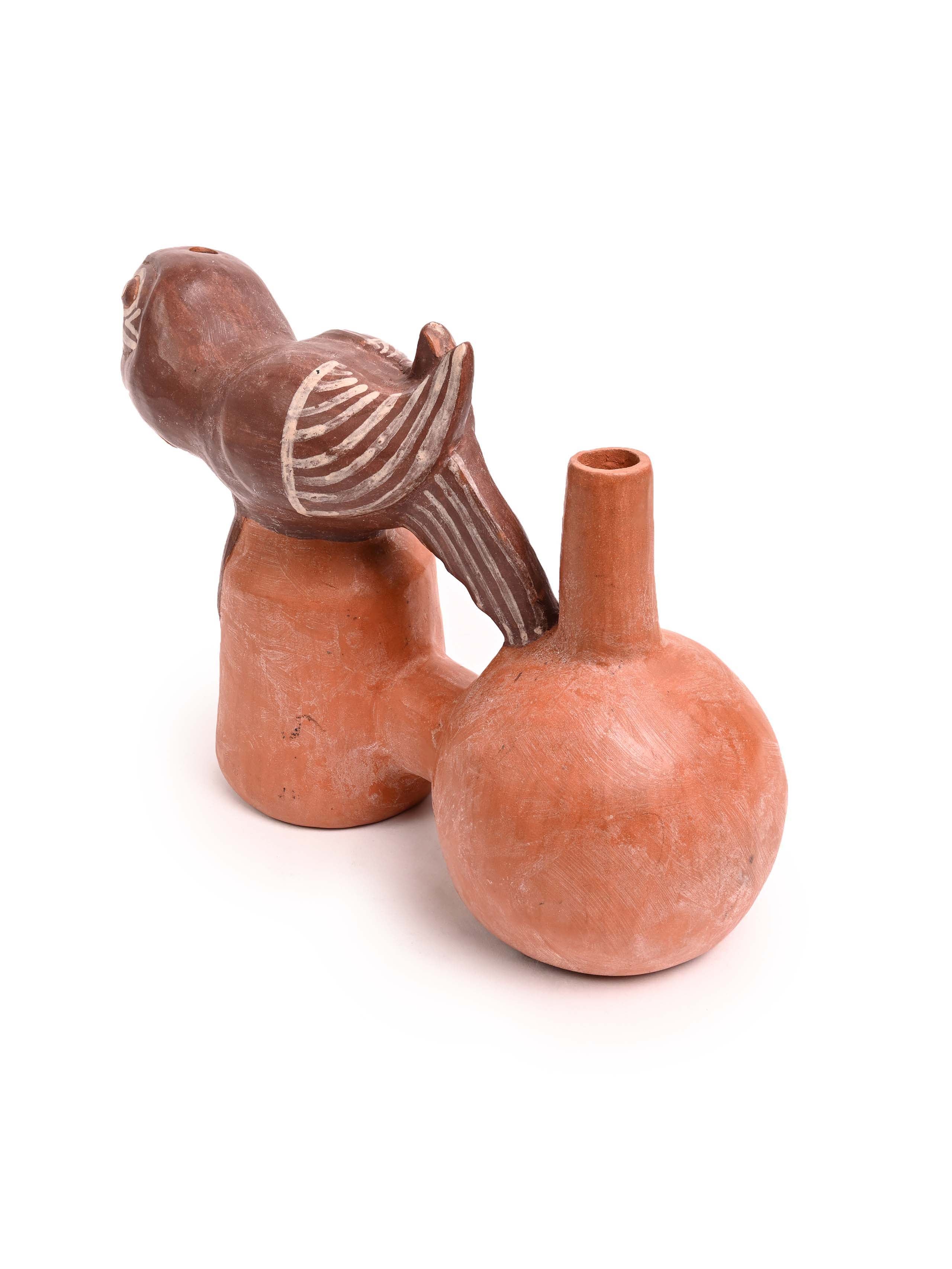 Huaco Silbador-Peruvian Whistling Vessel - Parrot - Image 6