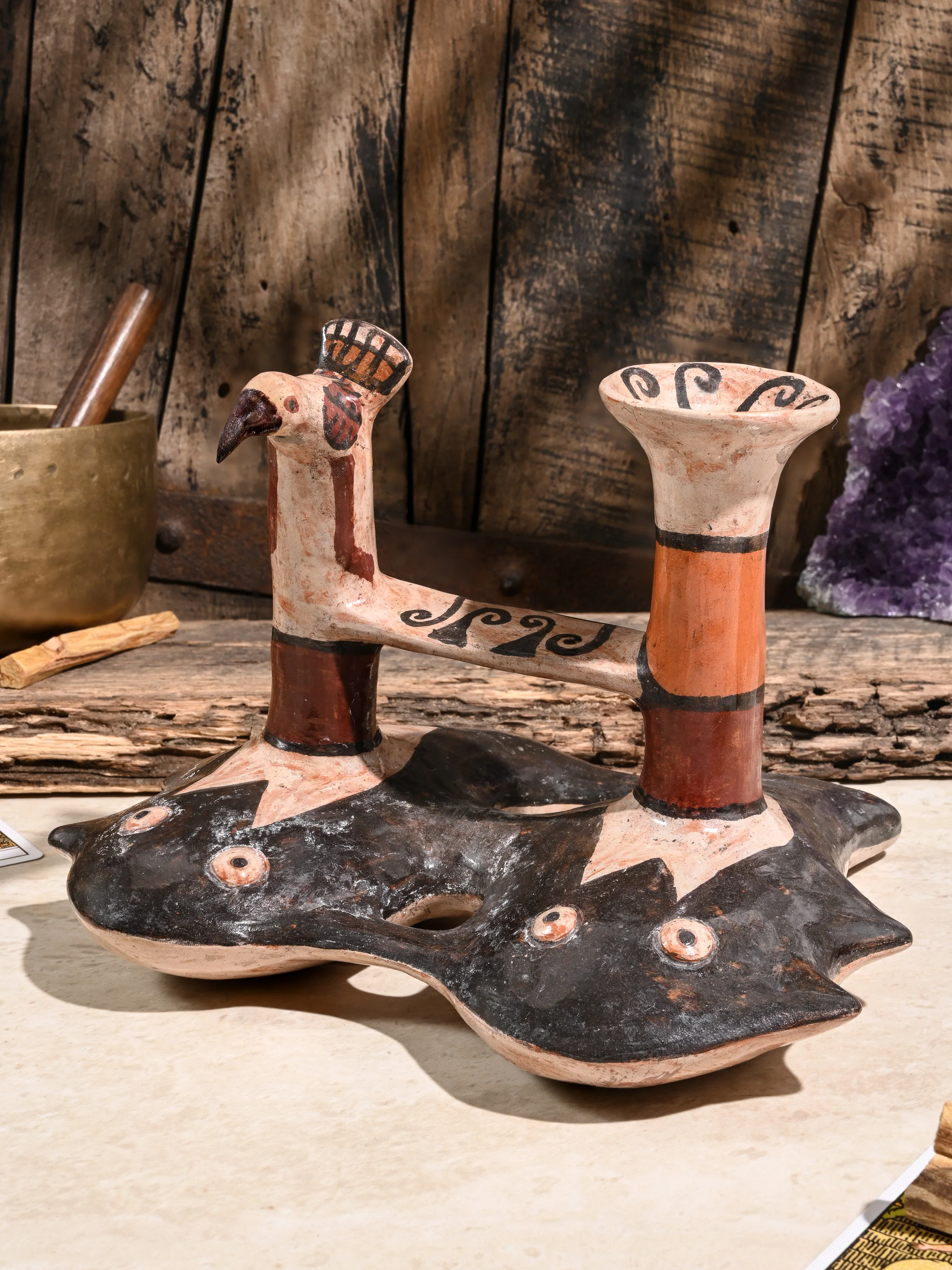 Huaco Silbador-Peruvian Whistling Vessel - The Fish & The Hummingbird - Image 6